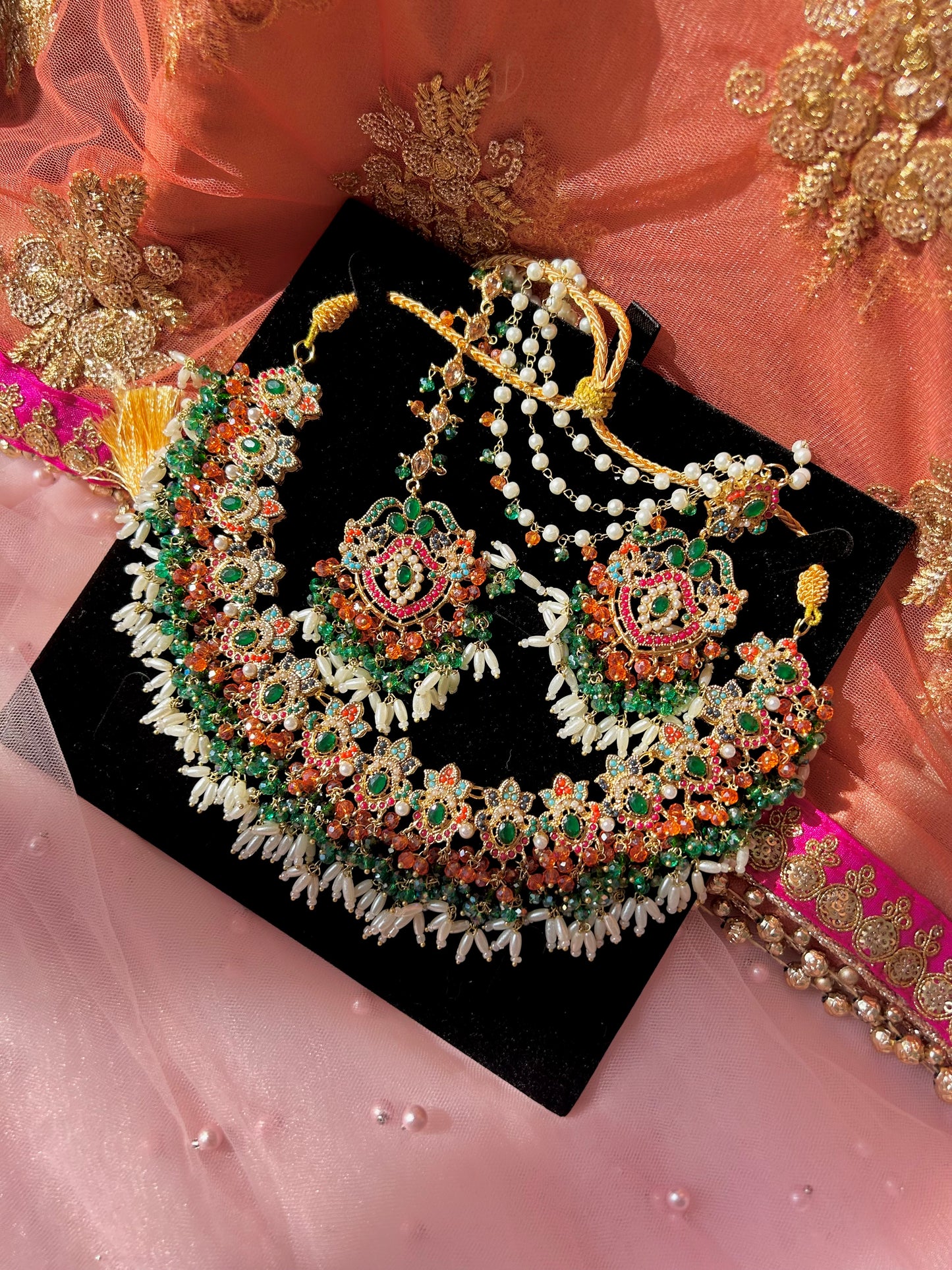 Asma bridal set~ Green & Orange