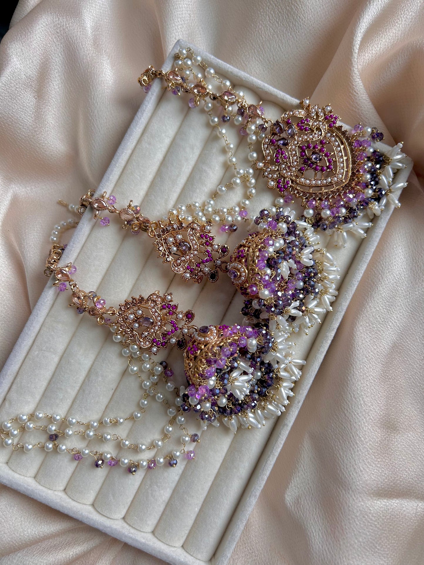 Hadia earring & tikka set ~ Purple