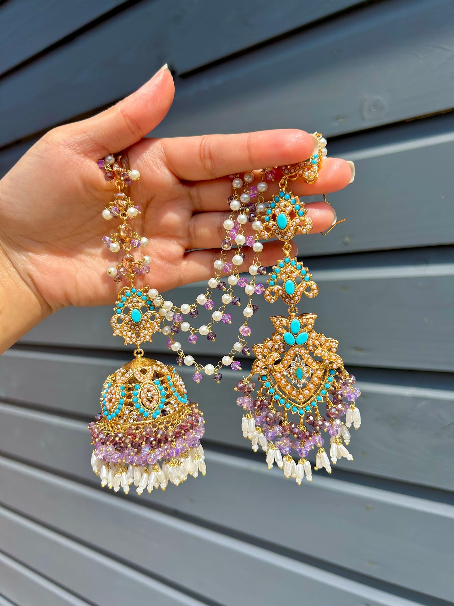 Natalia earring & tikka set ~Lilac&Turquoise