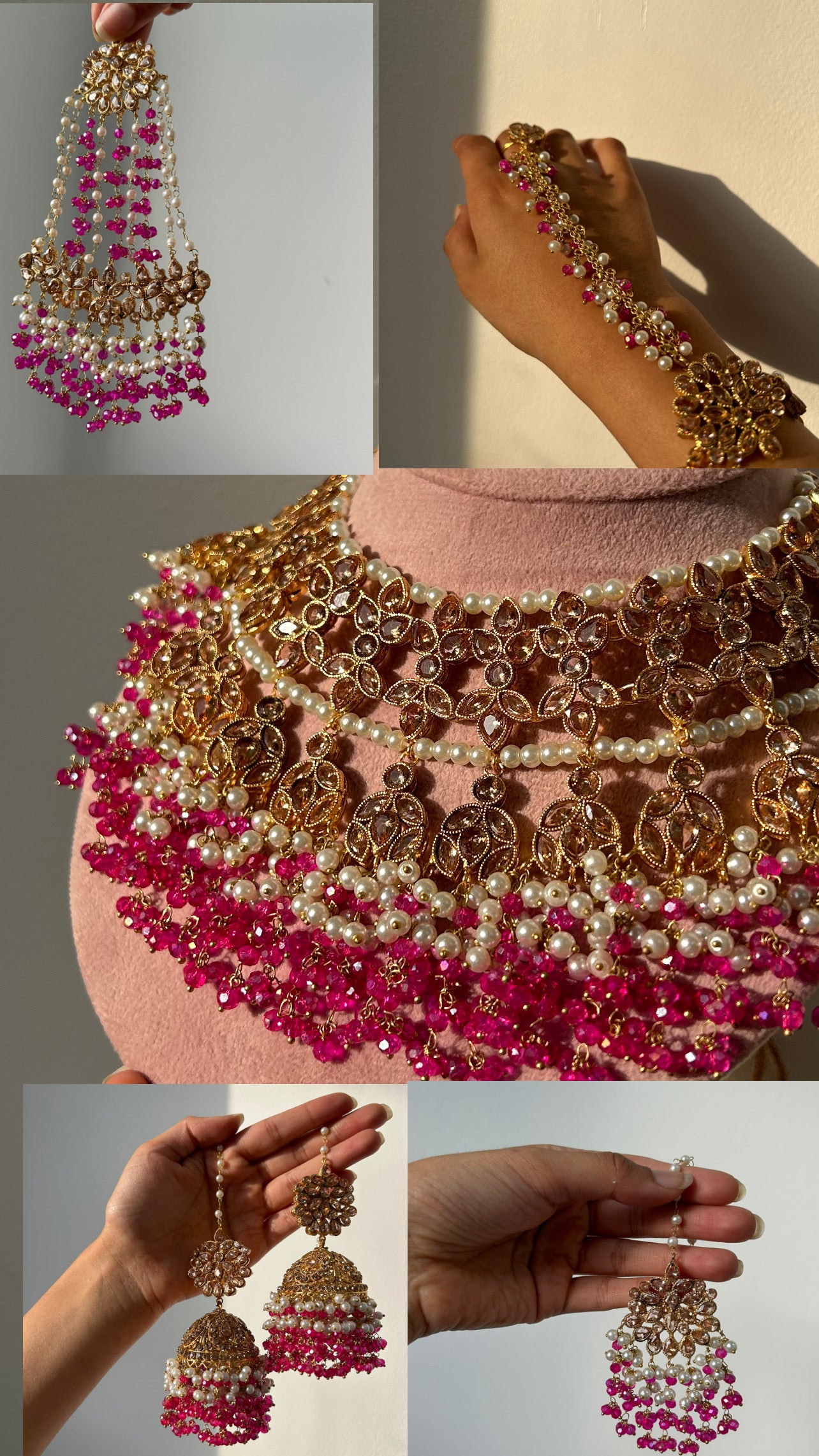 Isra bridal set ~ Hot pink & Pearl