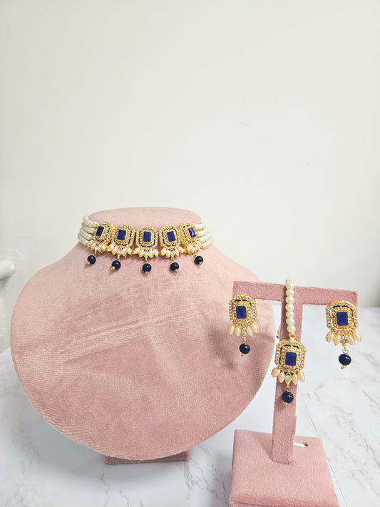 Nusrat jewellery set ~ navy