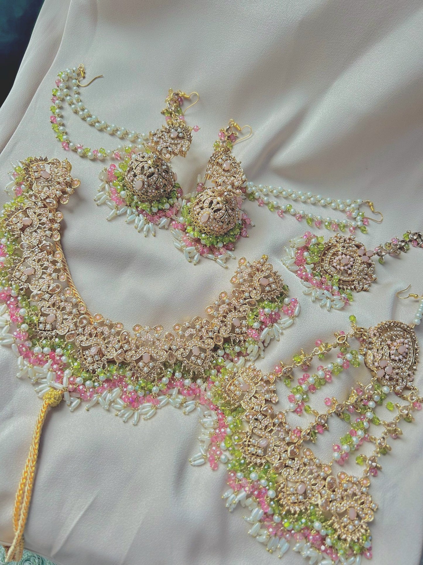 Zahra bridal set ~ green&pink