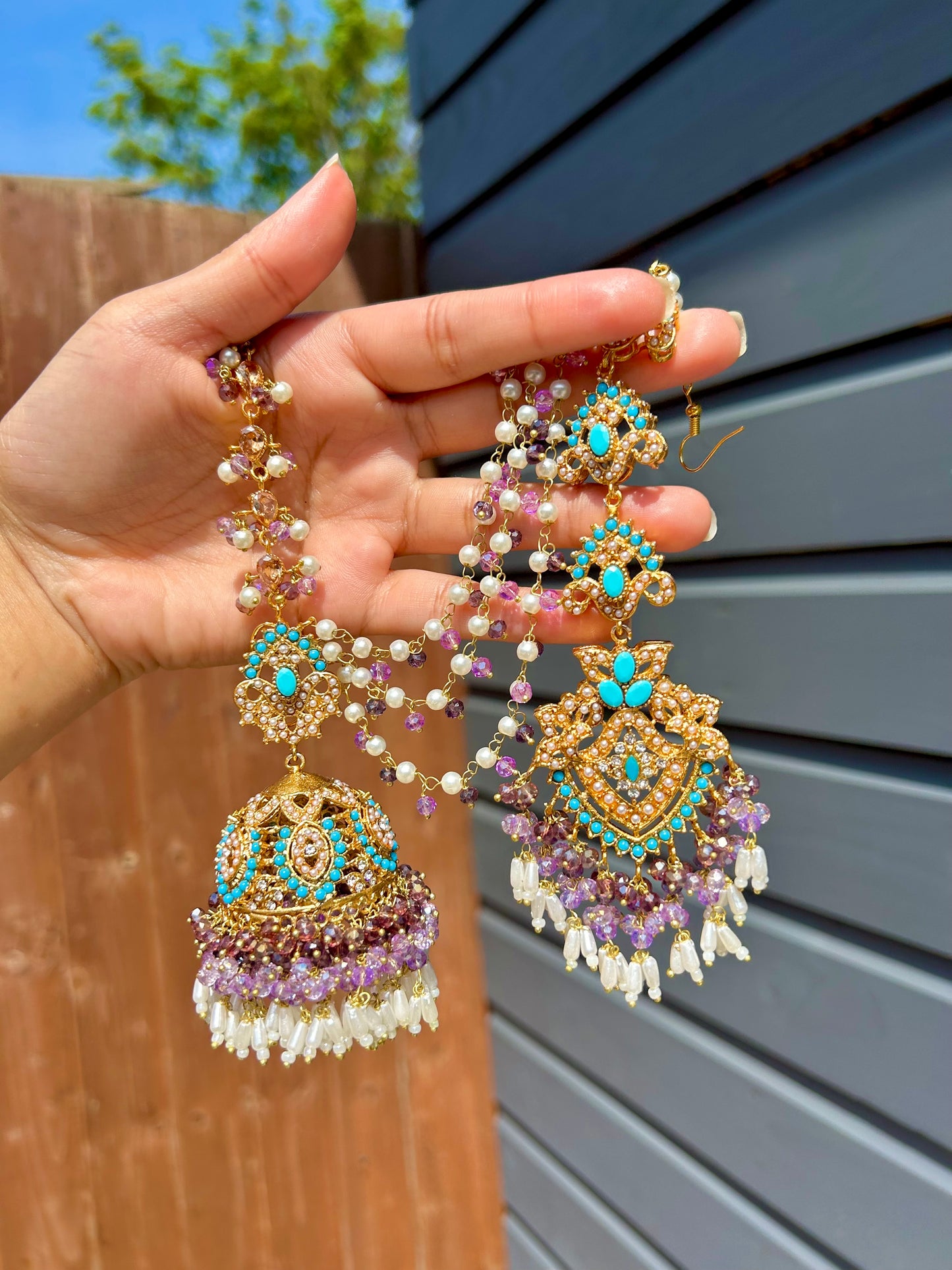 Natalia earring & tikka set ~Lilac&Turquoise