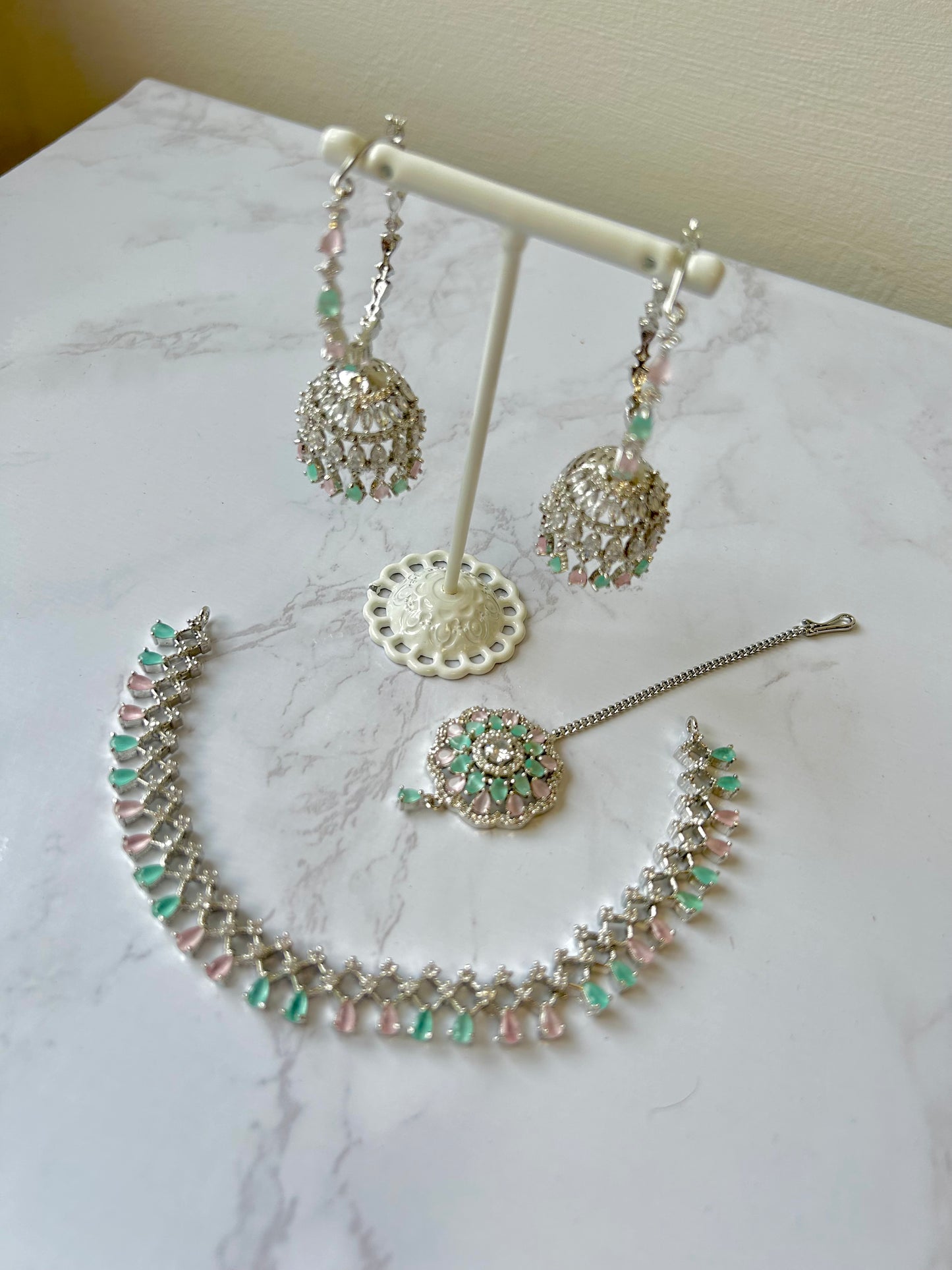 Nadia jewellery set~ Pink & Green