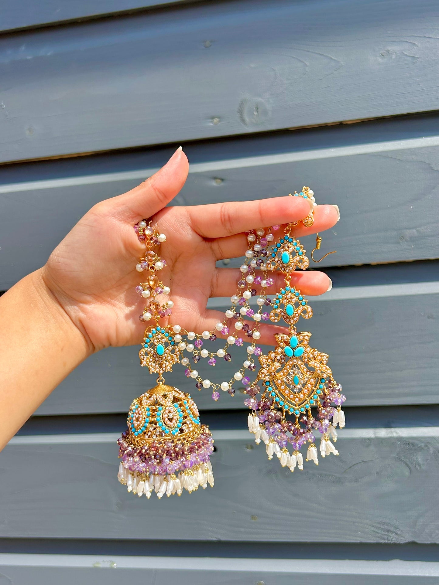 Natalia earring & tikka set ~Lilac&Turquoise