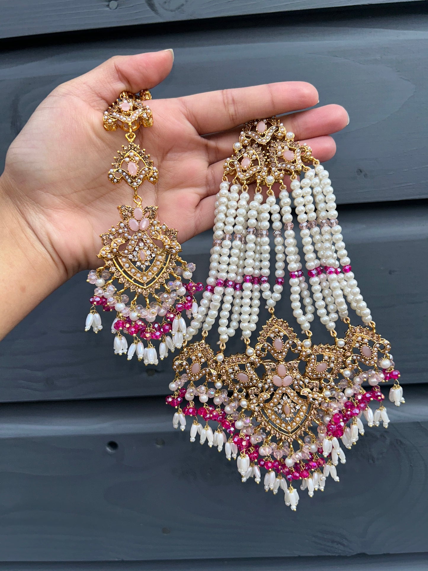 Mirha Jhoomar tikka set~Pink shades