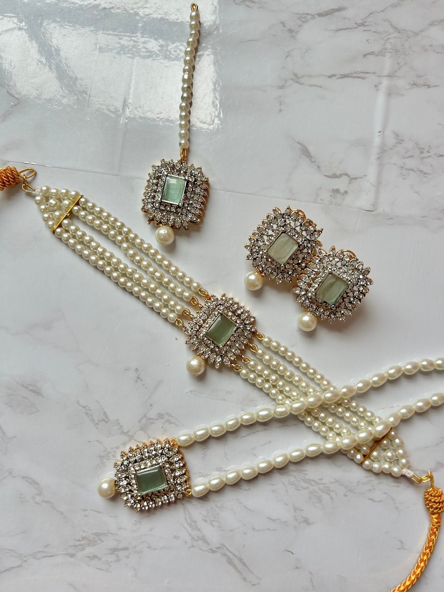 Asifa jewellery set -Mint green