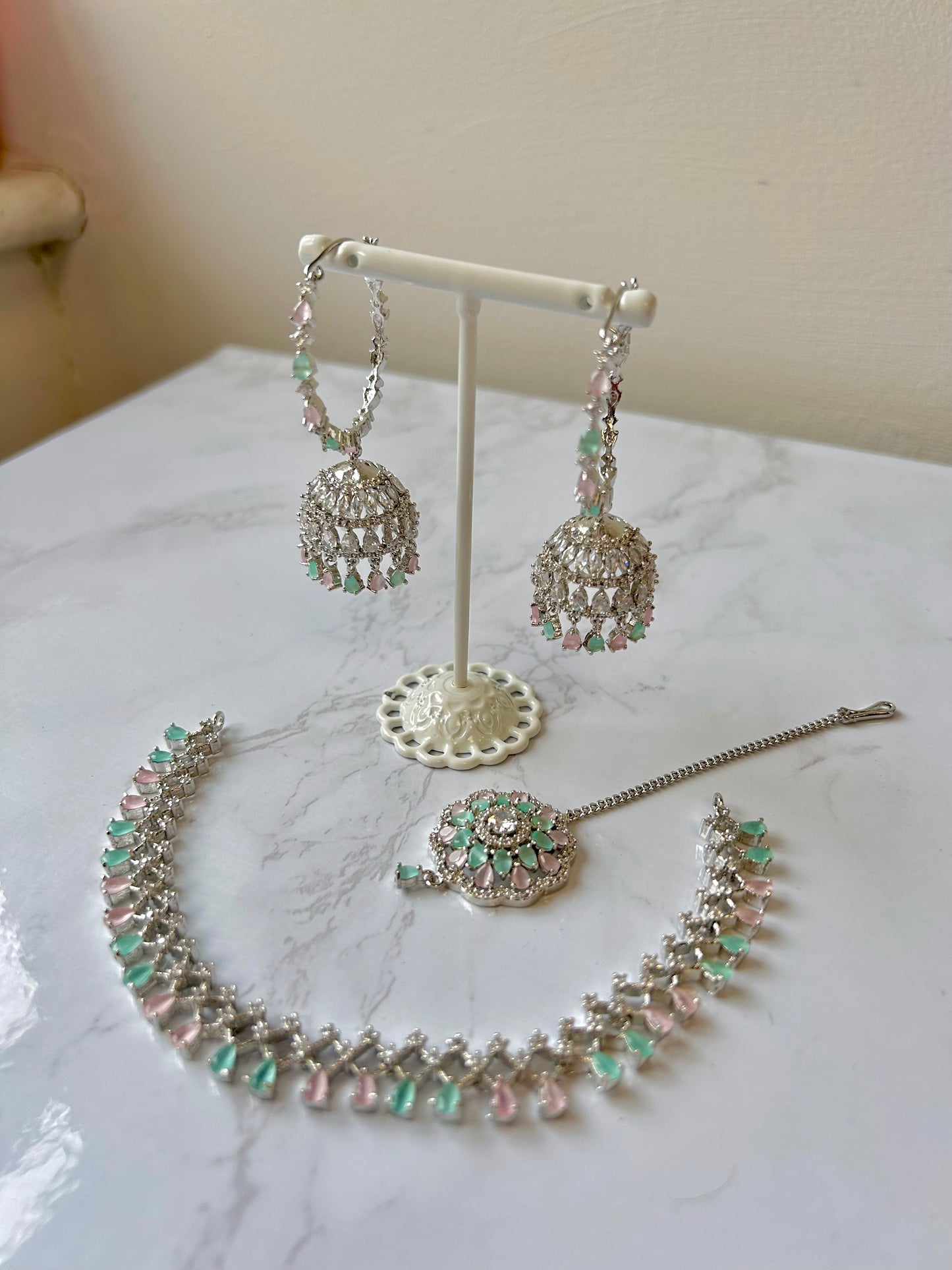 Nadia jewellery set~ Pink & Green