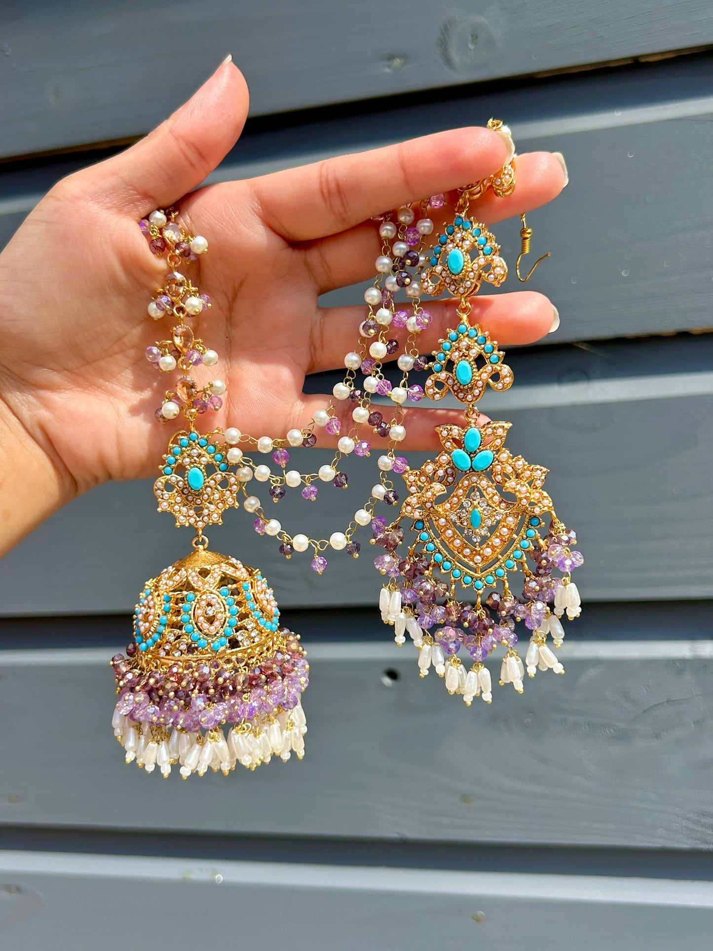 Natalia earring & tikka set ~Lilac&Turquoise