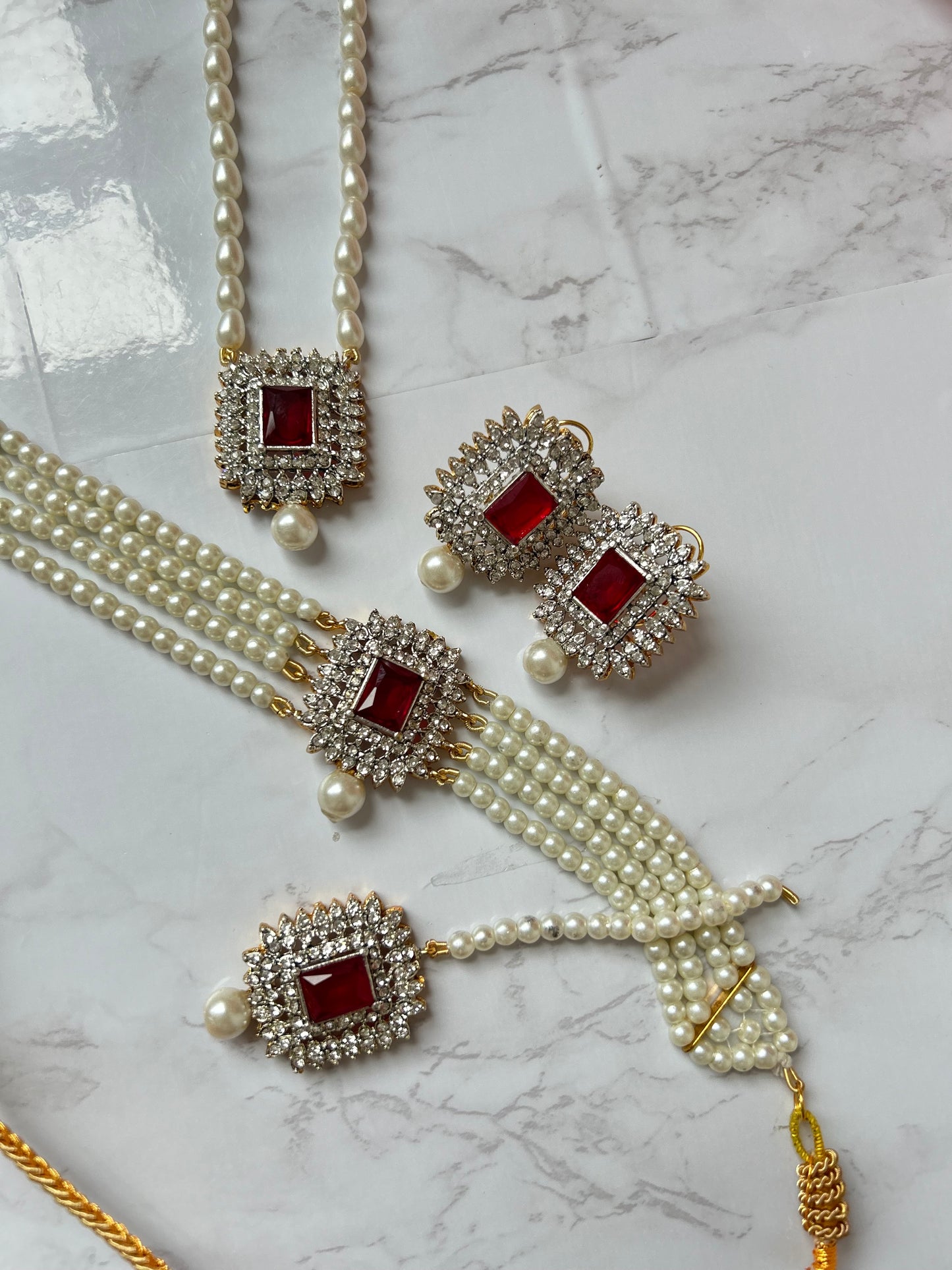 Asifa jewellery set -Ruby red