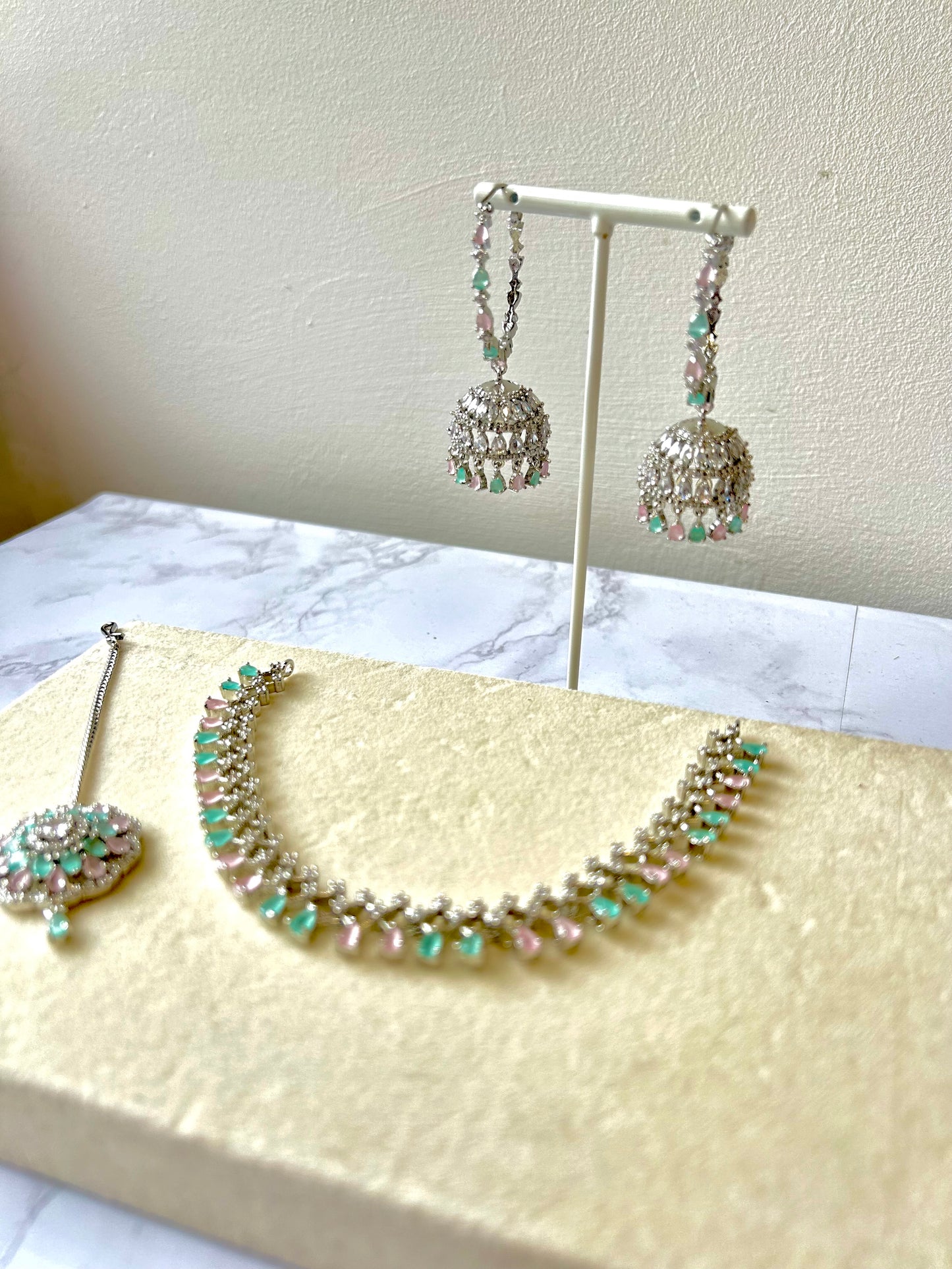 Nadia jewellery set~ Pink & Green