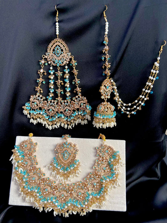 Zahra bridal set ~Baby blue and gold