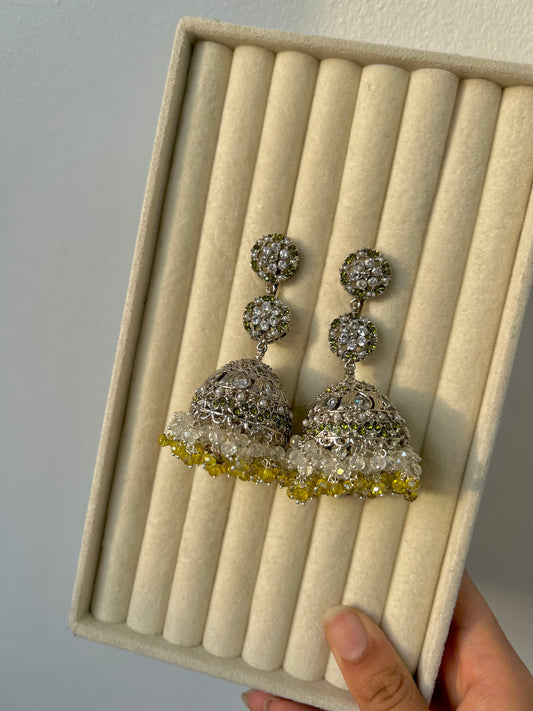 Nafeesa earrings ~ Silver & Green