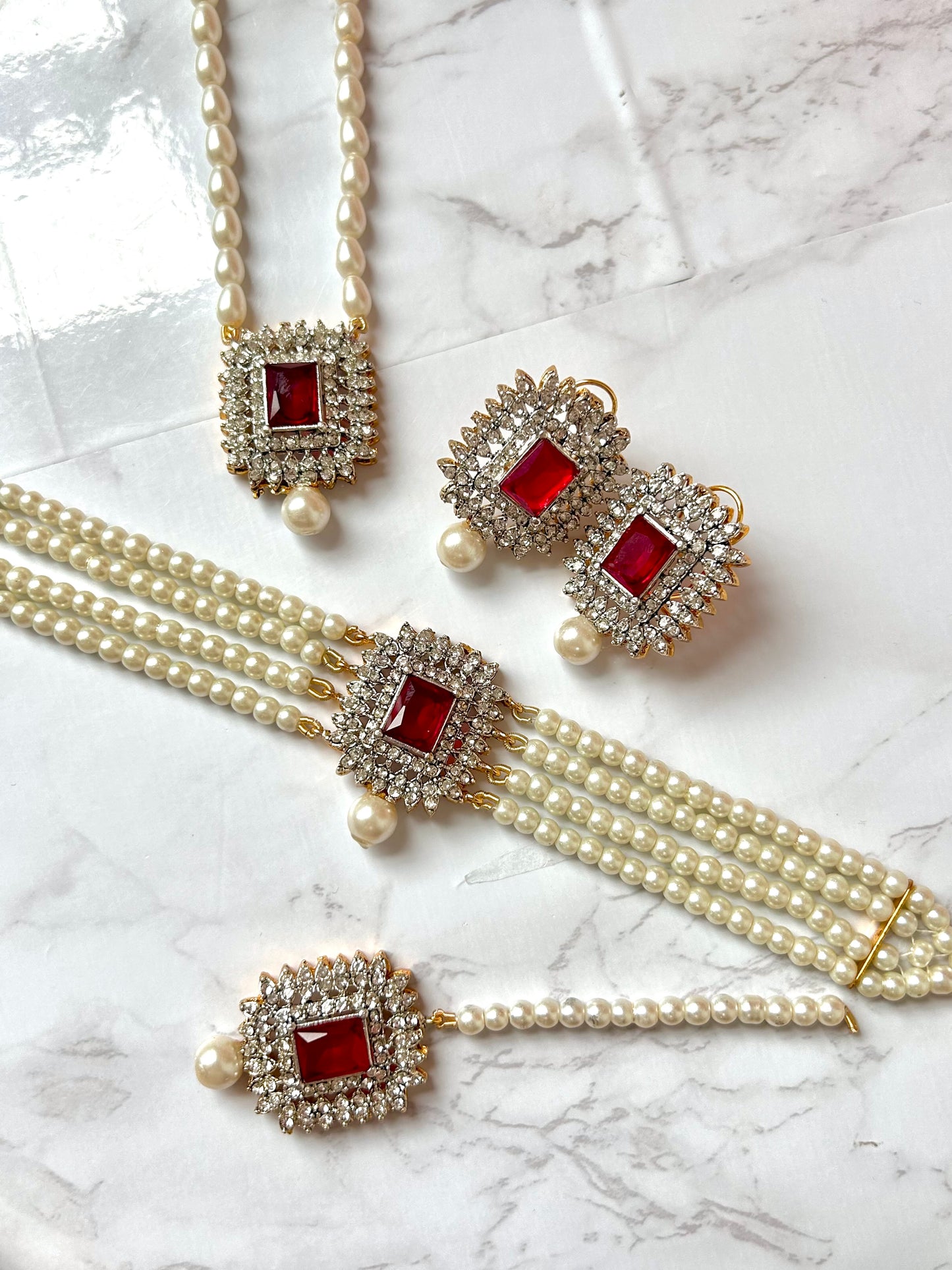 Asifa jewellery set -Ruby red