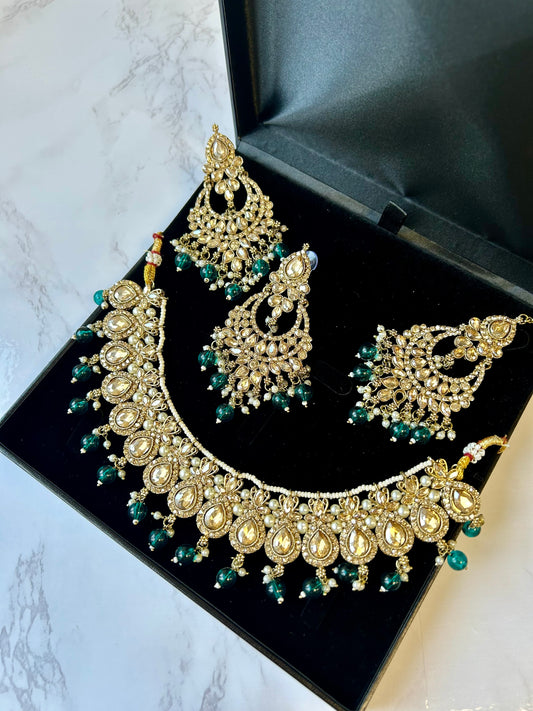 Farah jewellery set~ Dark green