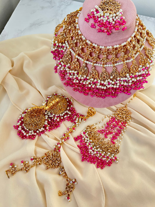 Isra bridal set ~ Hot pink & Pearl