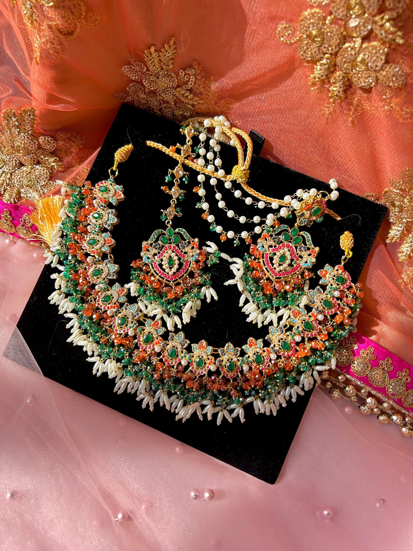 Asma bridal set~ Green & Orange