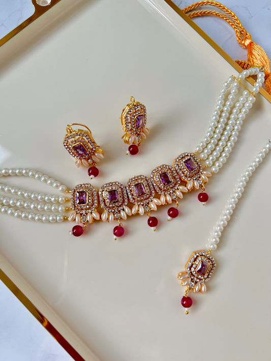 Nusrat jewellery set - Purple