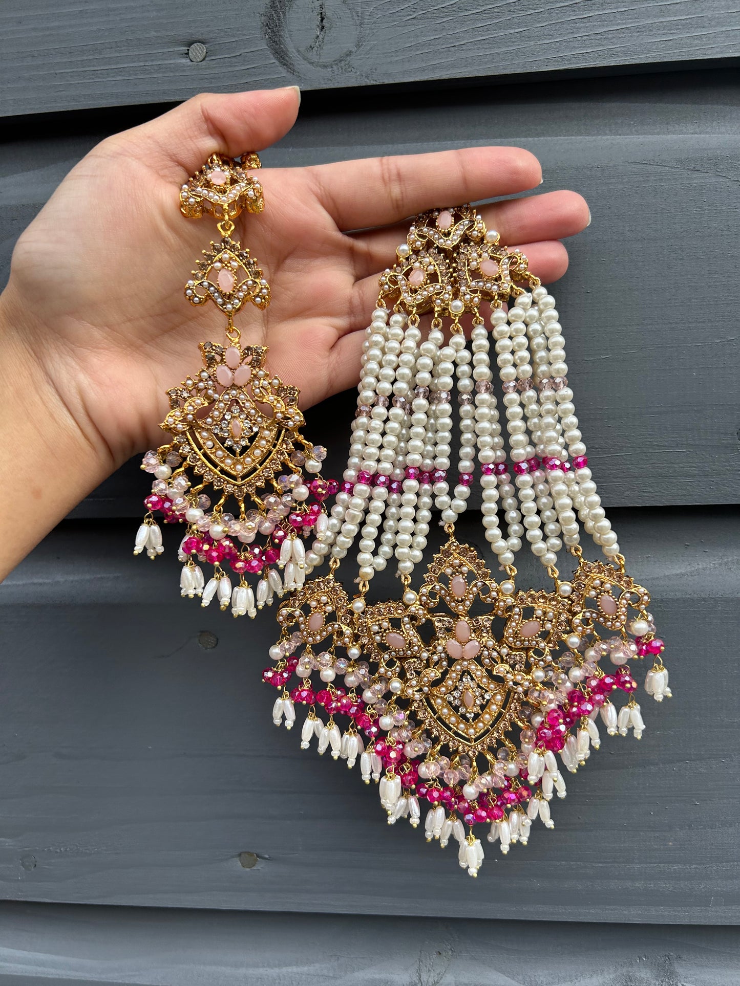 Mirha Jhoomar tikka set~Pink shades