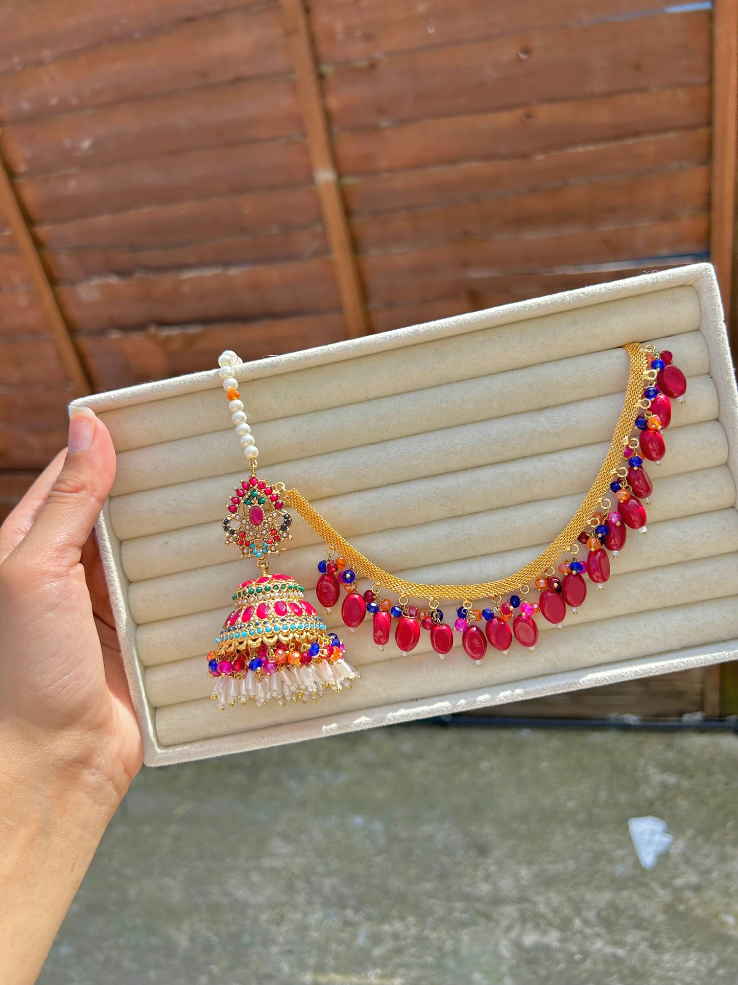 Tehmina sahara jhumkas~ Maroon