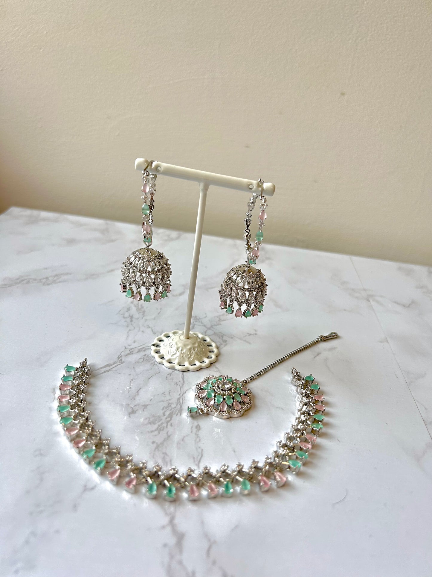 Nadia jewellery set~ Pink & Green