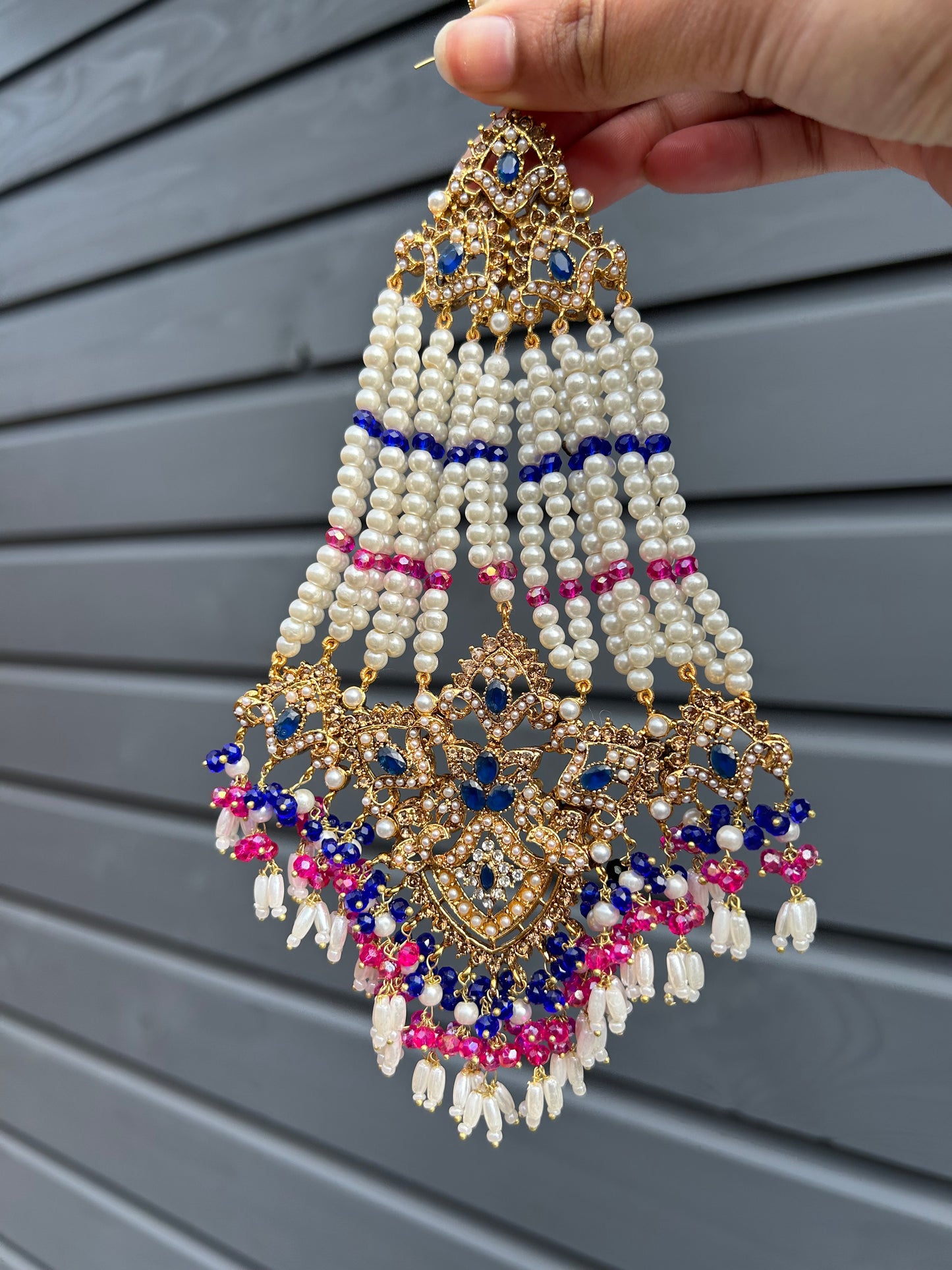 Mirha Jhoomar tikka set~ Royal blue&pink