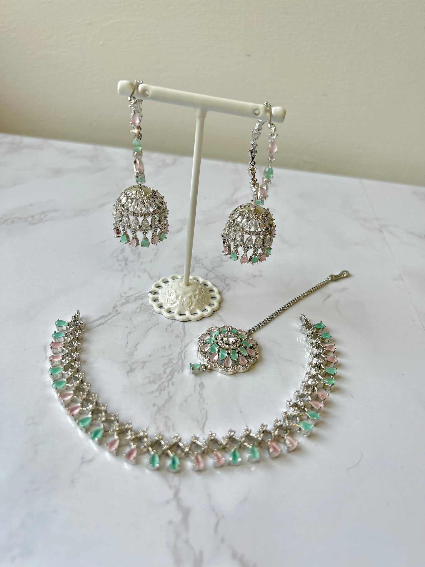 Nadia jewellery set~ Pink & Green