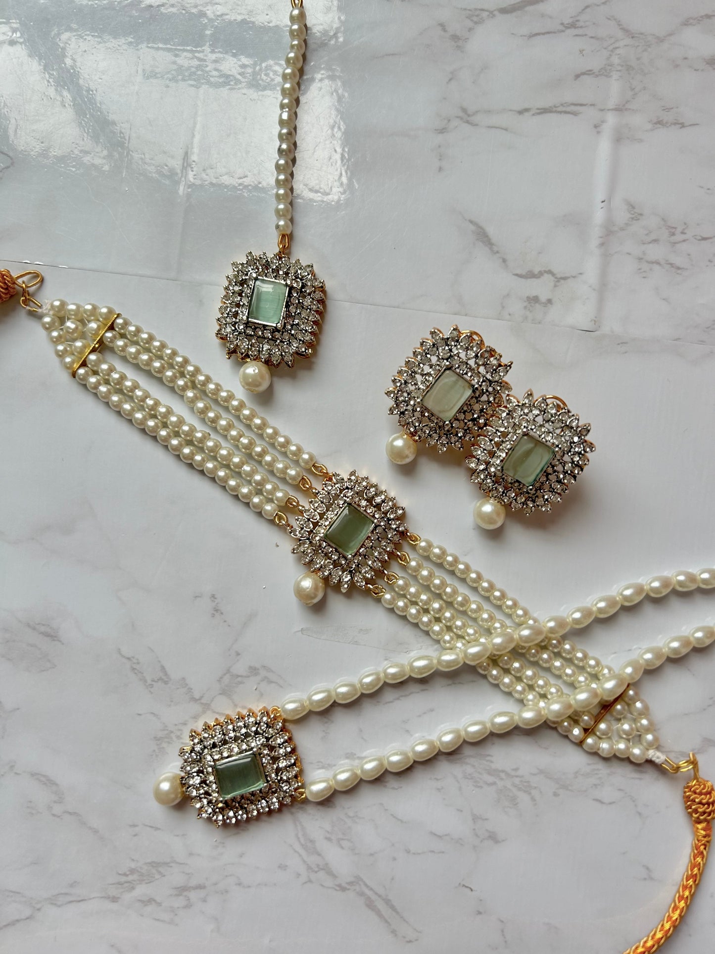 Asifa jewellery set -Mint green