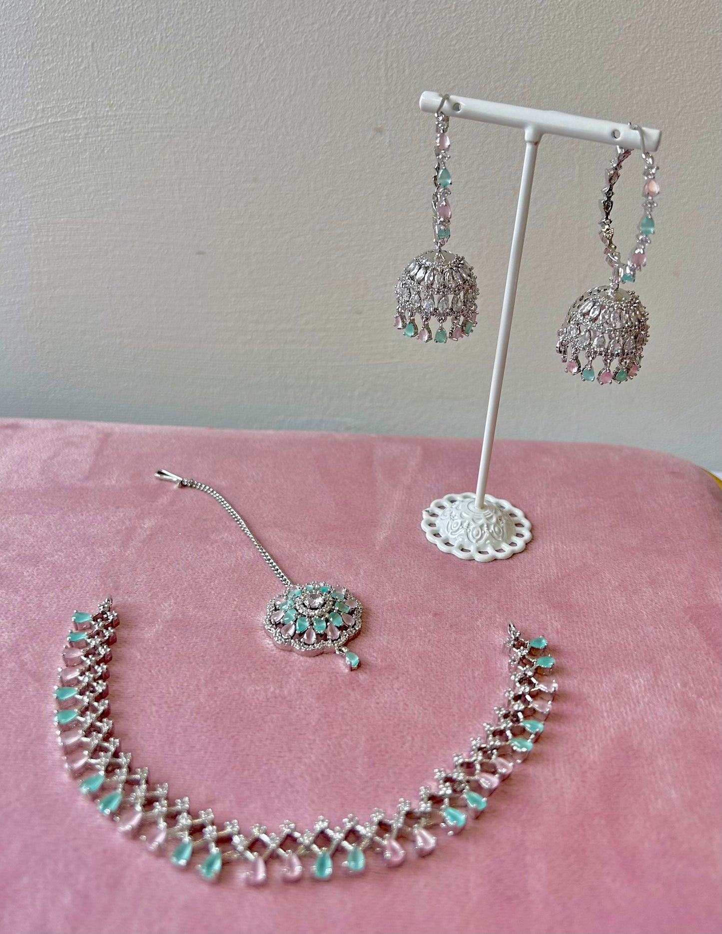 Nadia jewellery set~ Pink & Green