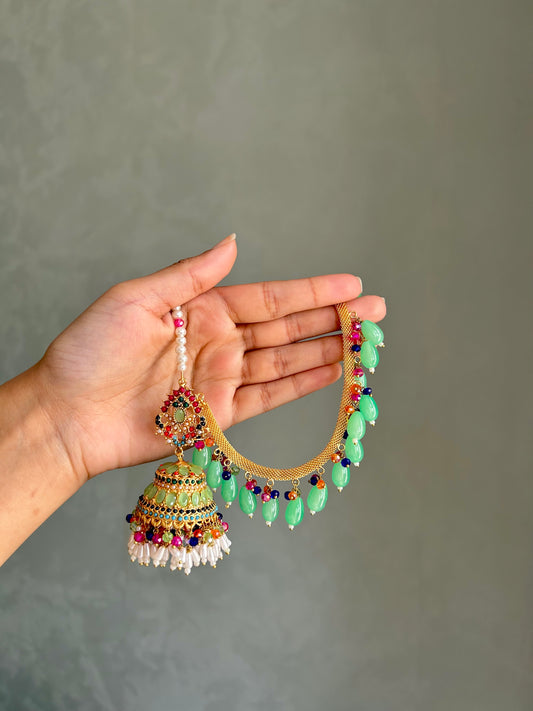 Tehmina sahara jhumkas~ Mint green