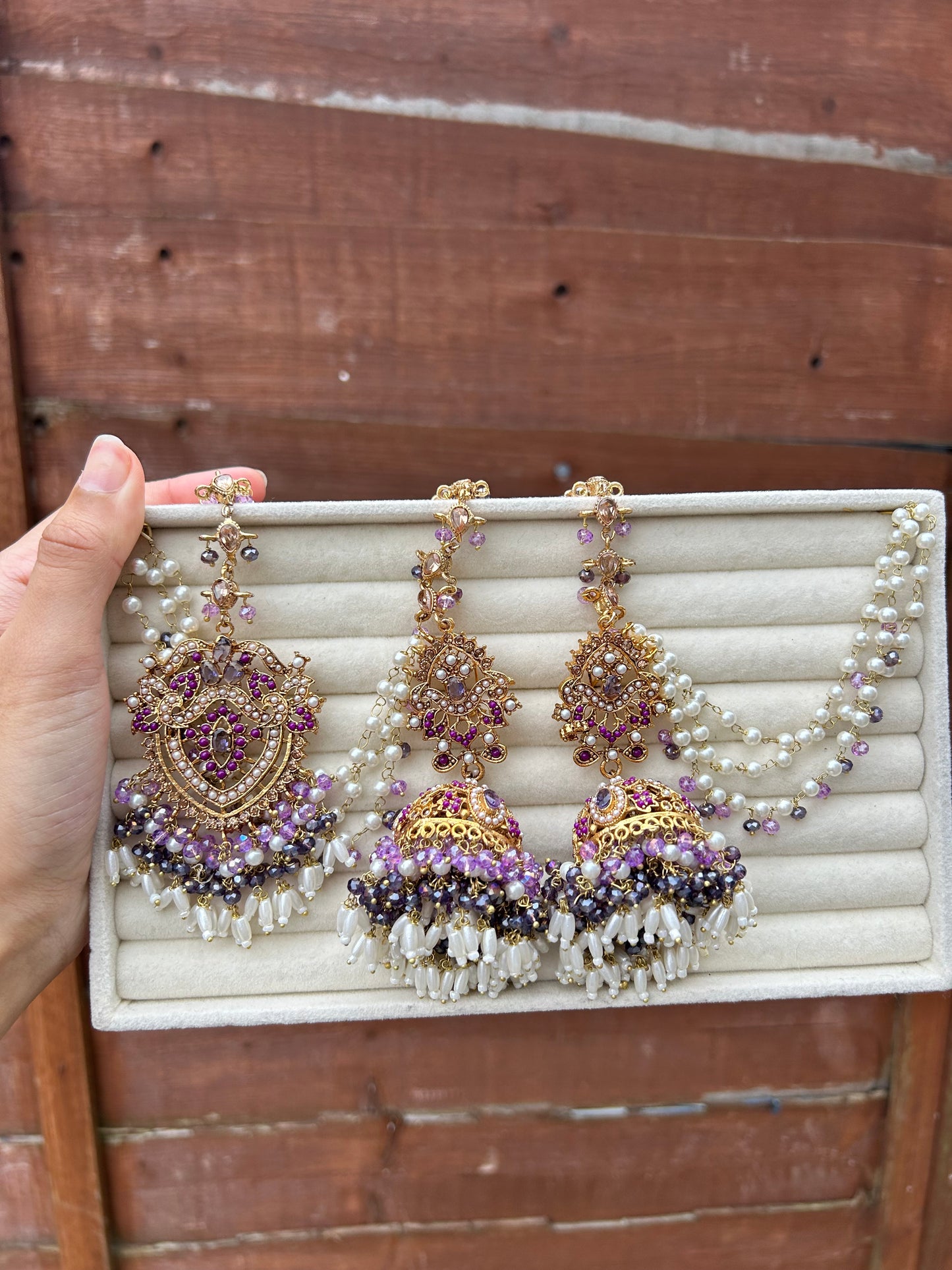 Hadia earring & tikka set ~ Purple