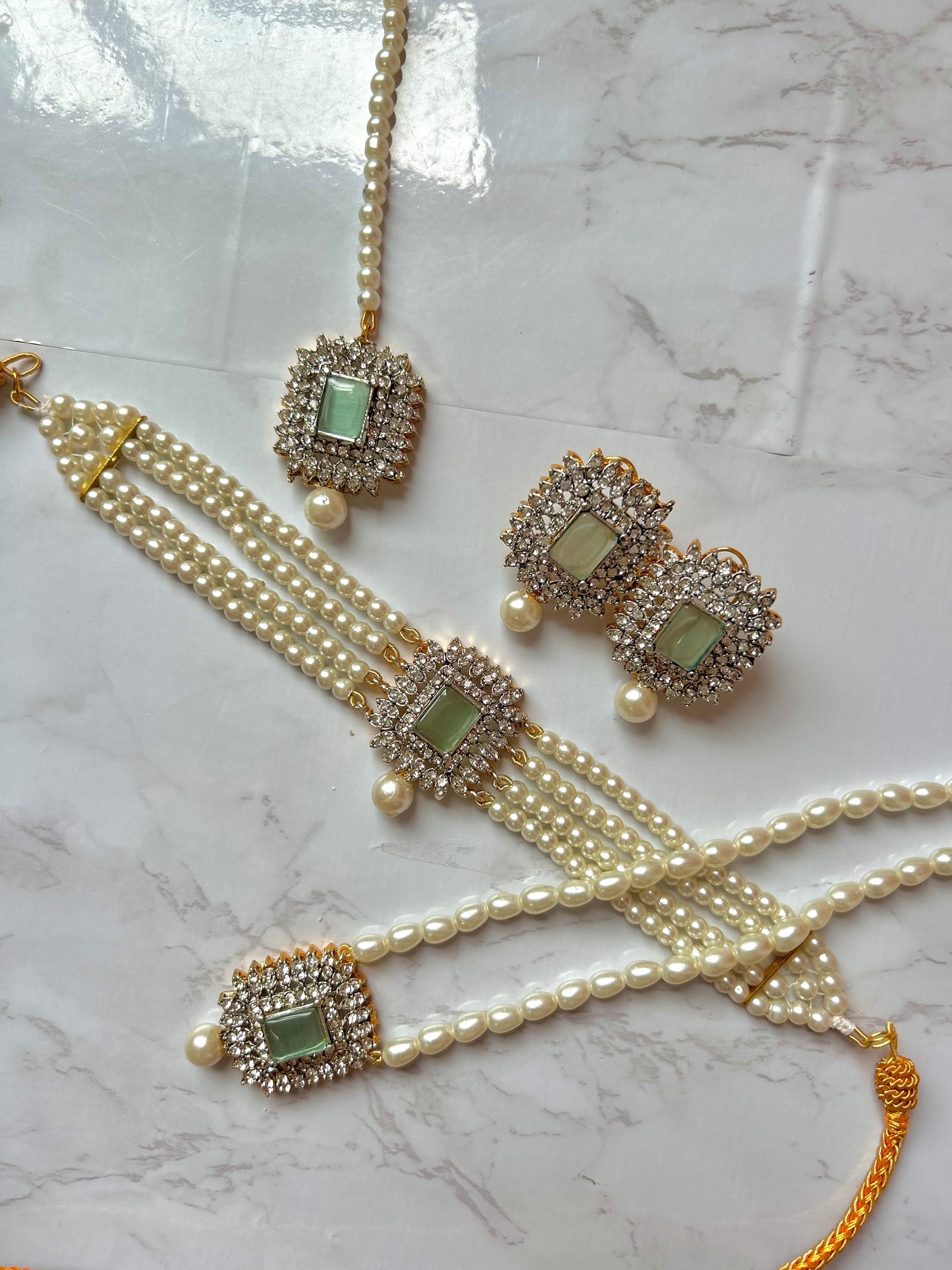 Asifa jewellery set -Mint green