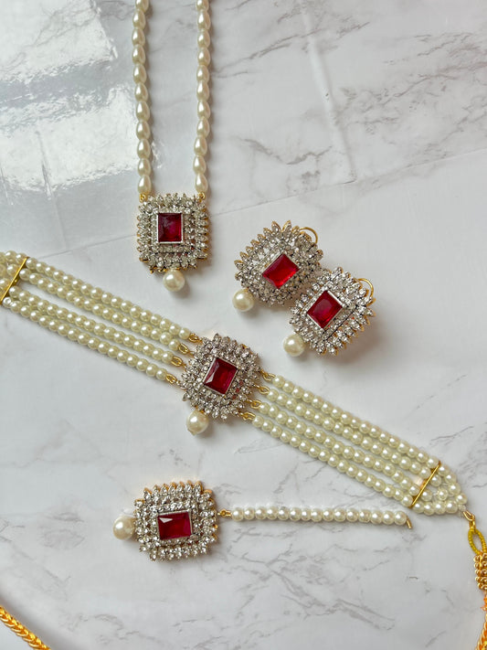 Asifa jewellery set -Ruby red