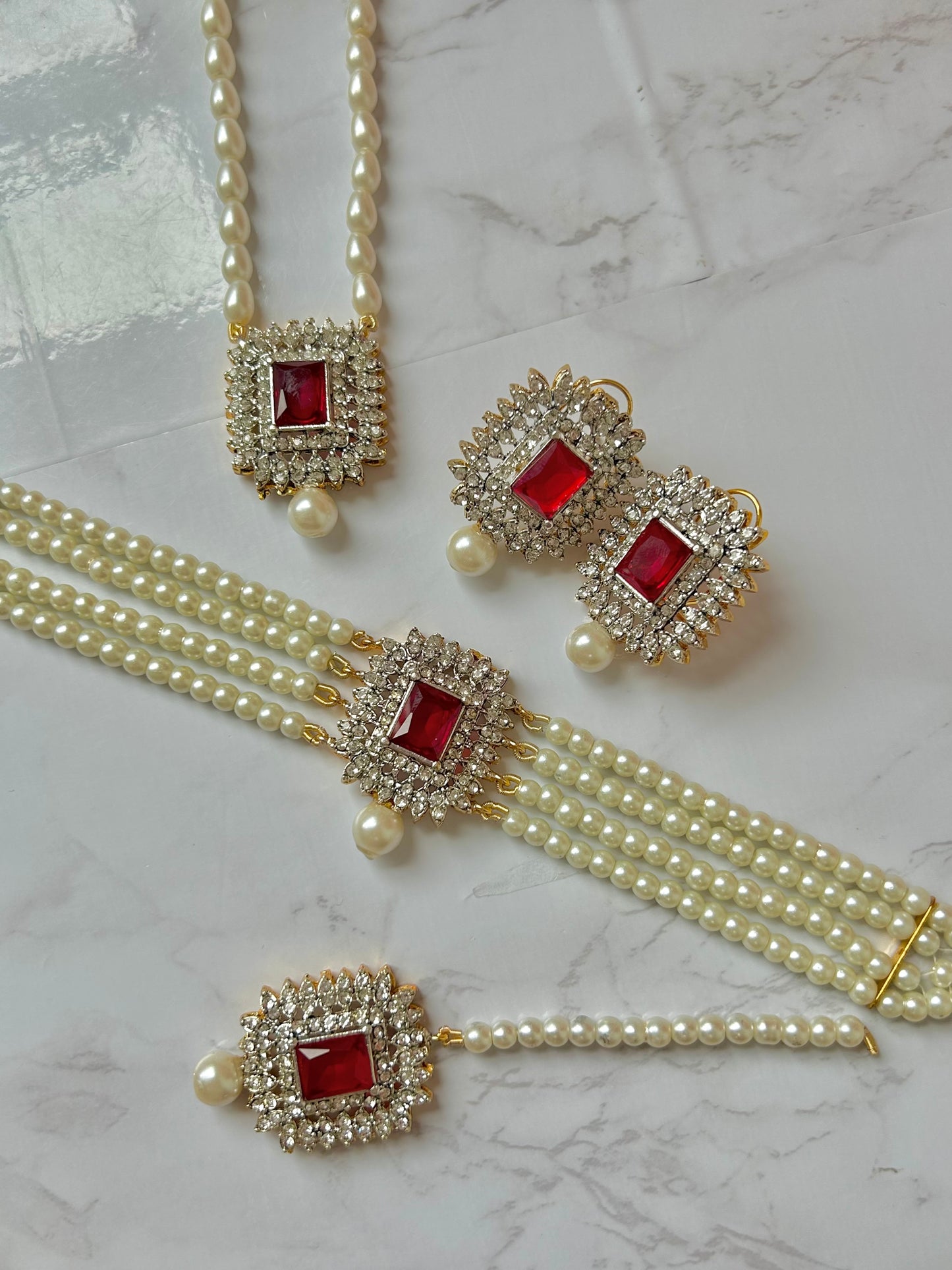 Asifa jewellery set -Ruby red