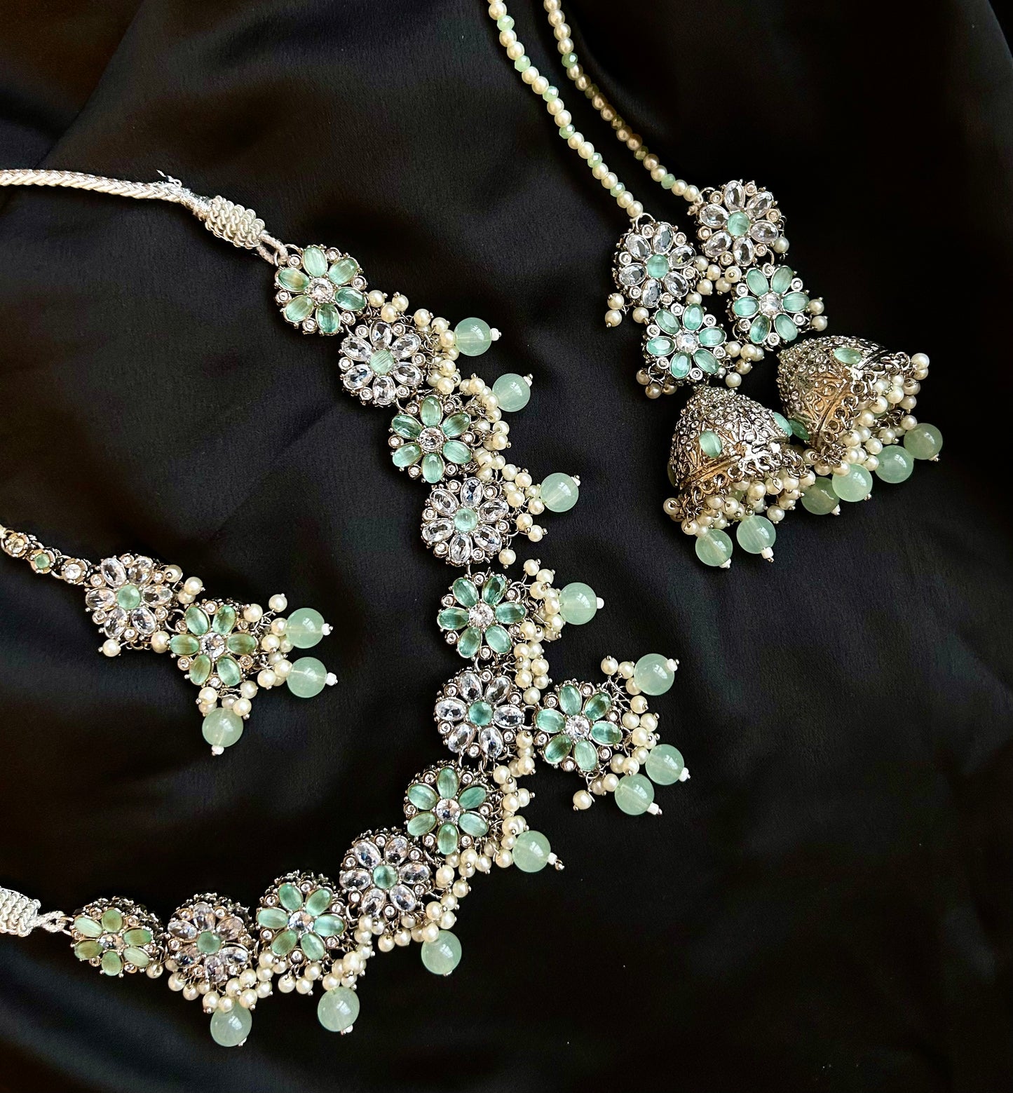 Aafiya set - Mint & Silver