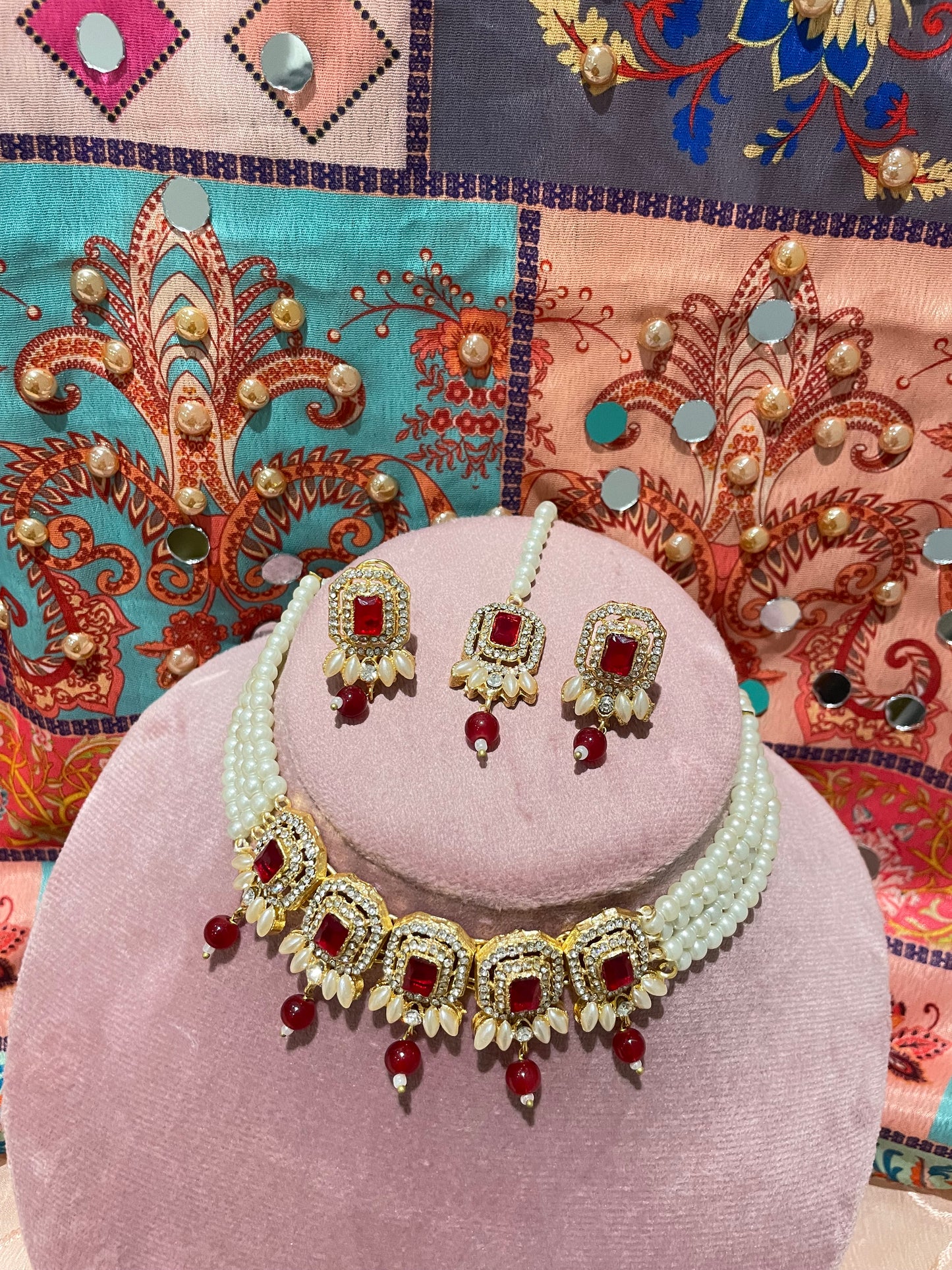 Nusrat jewellery set -Red