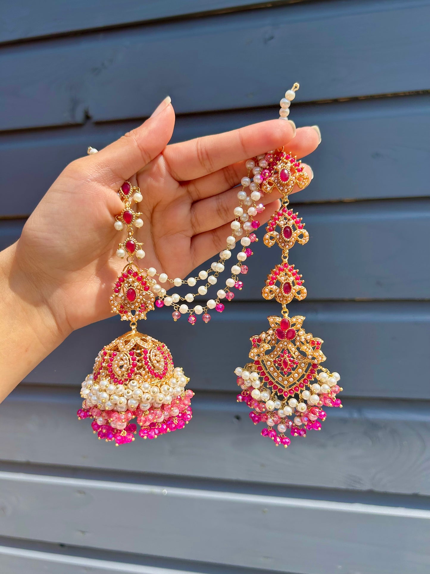 Natalia earring & tikka set ~Pink tones & Gold