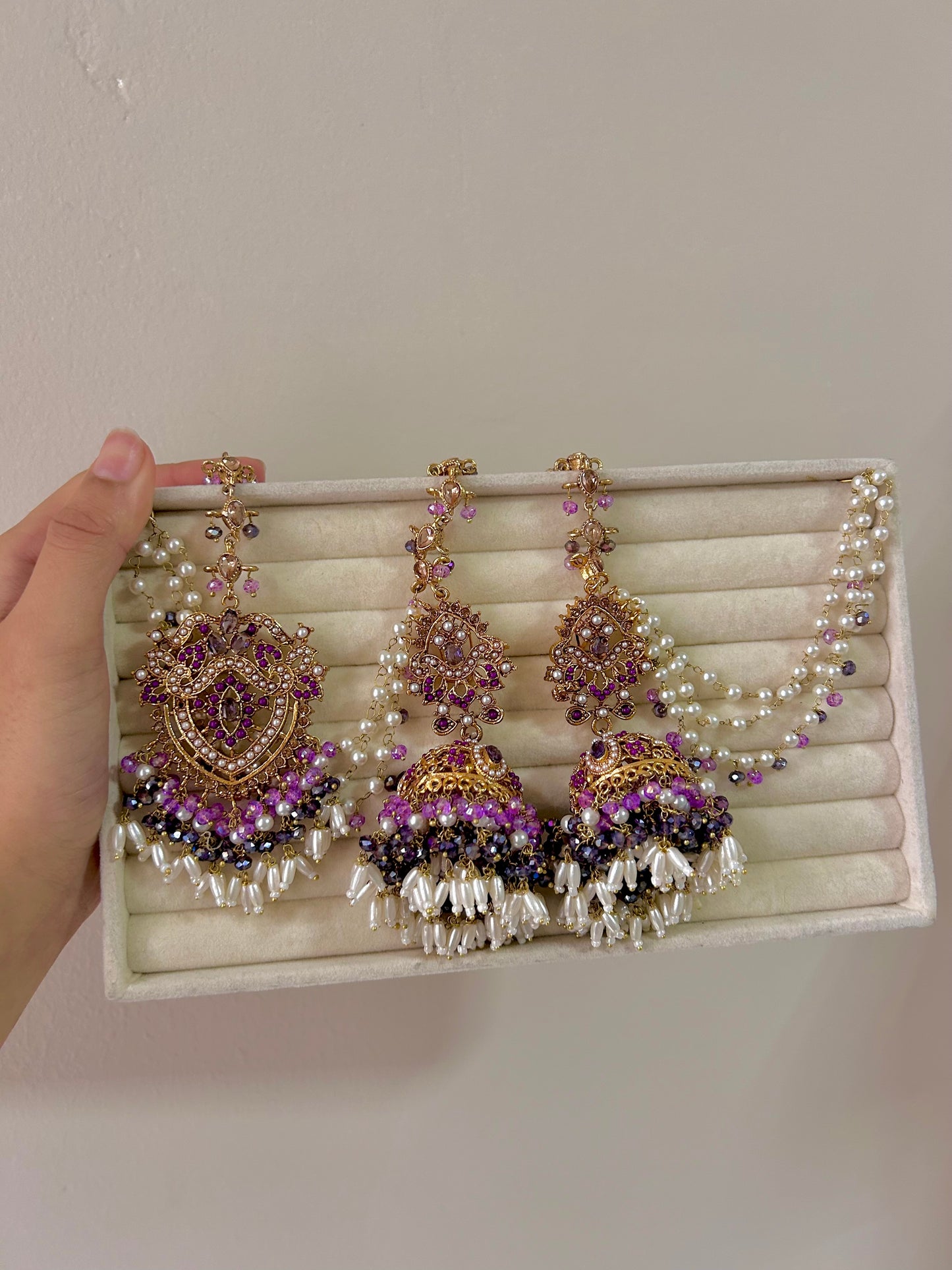 Hadia earring & tikka set ~ Purple