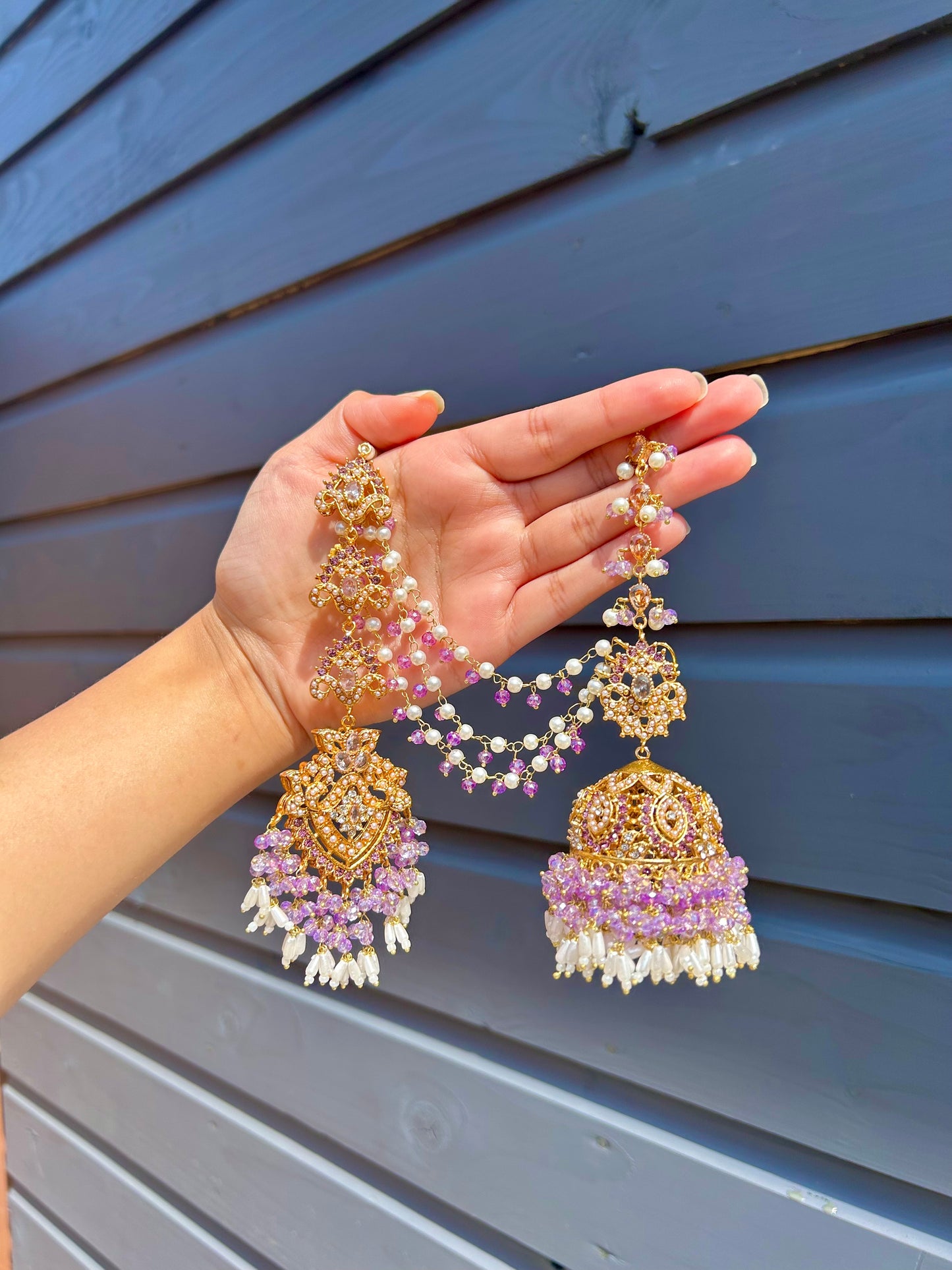 Natalia earring & tikka set ~Lavender & Gold