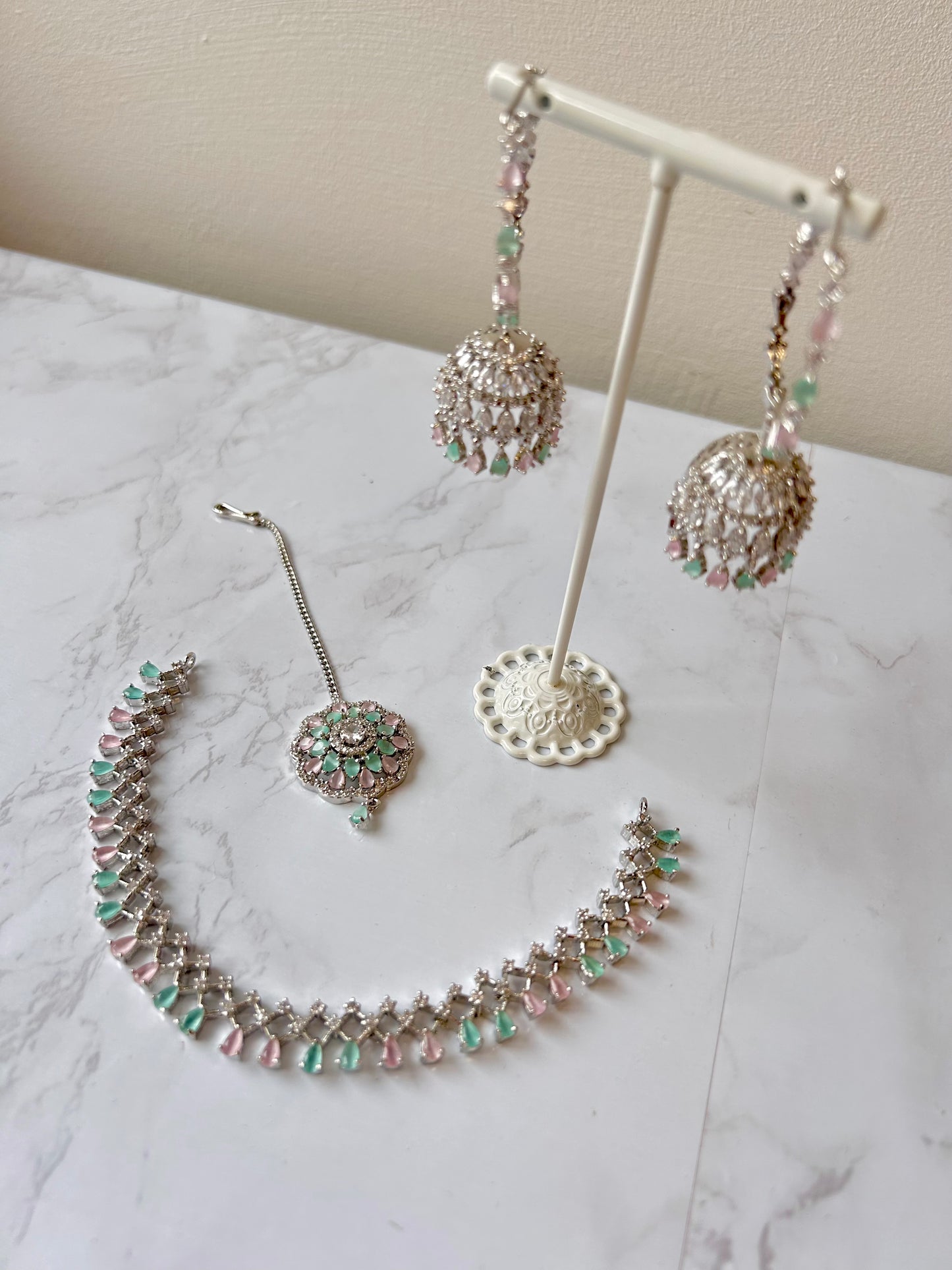 Nadia jewellery set~ Pink & Green