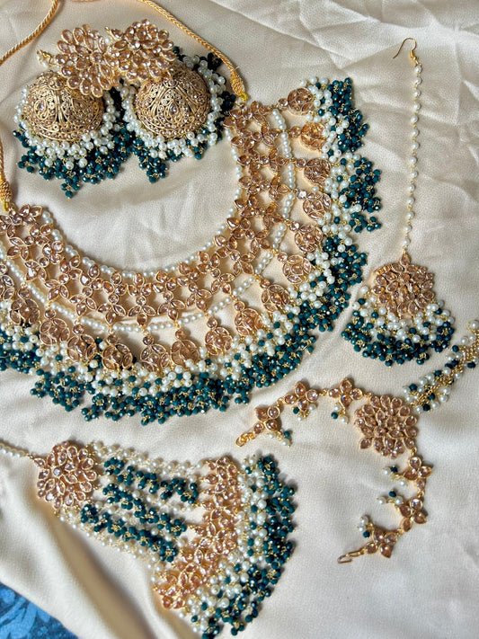 Isra bridal set ~ Dark Green & Champagne