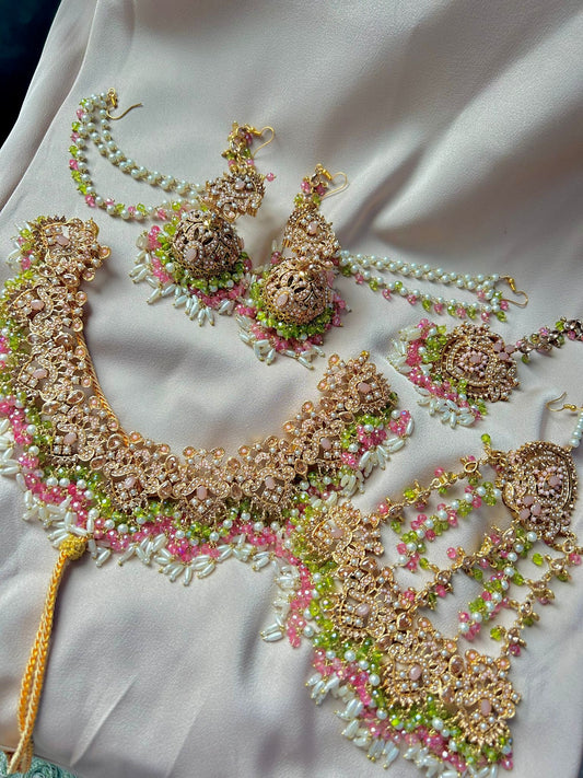 Zahra bridal set ~ green&pink