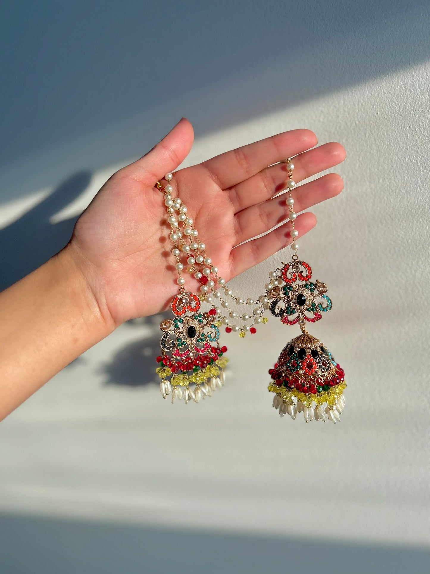 Amna earring & tikka set ~ Yellow&Multi