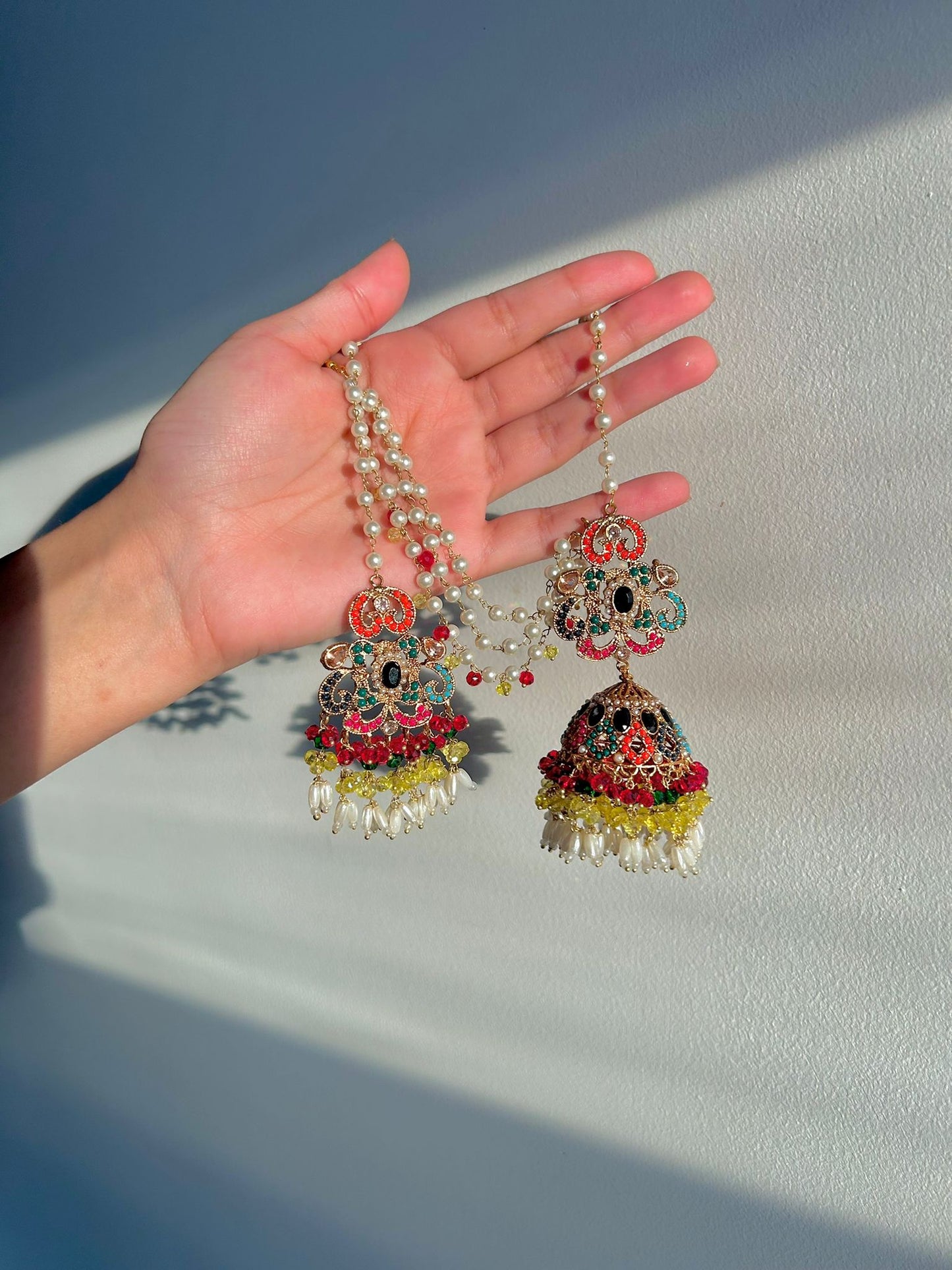 Amna earring & tikka set ~ Yellow&Multi