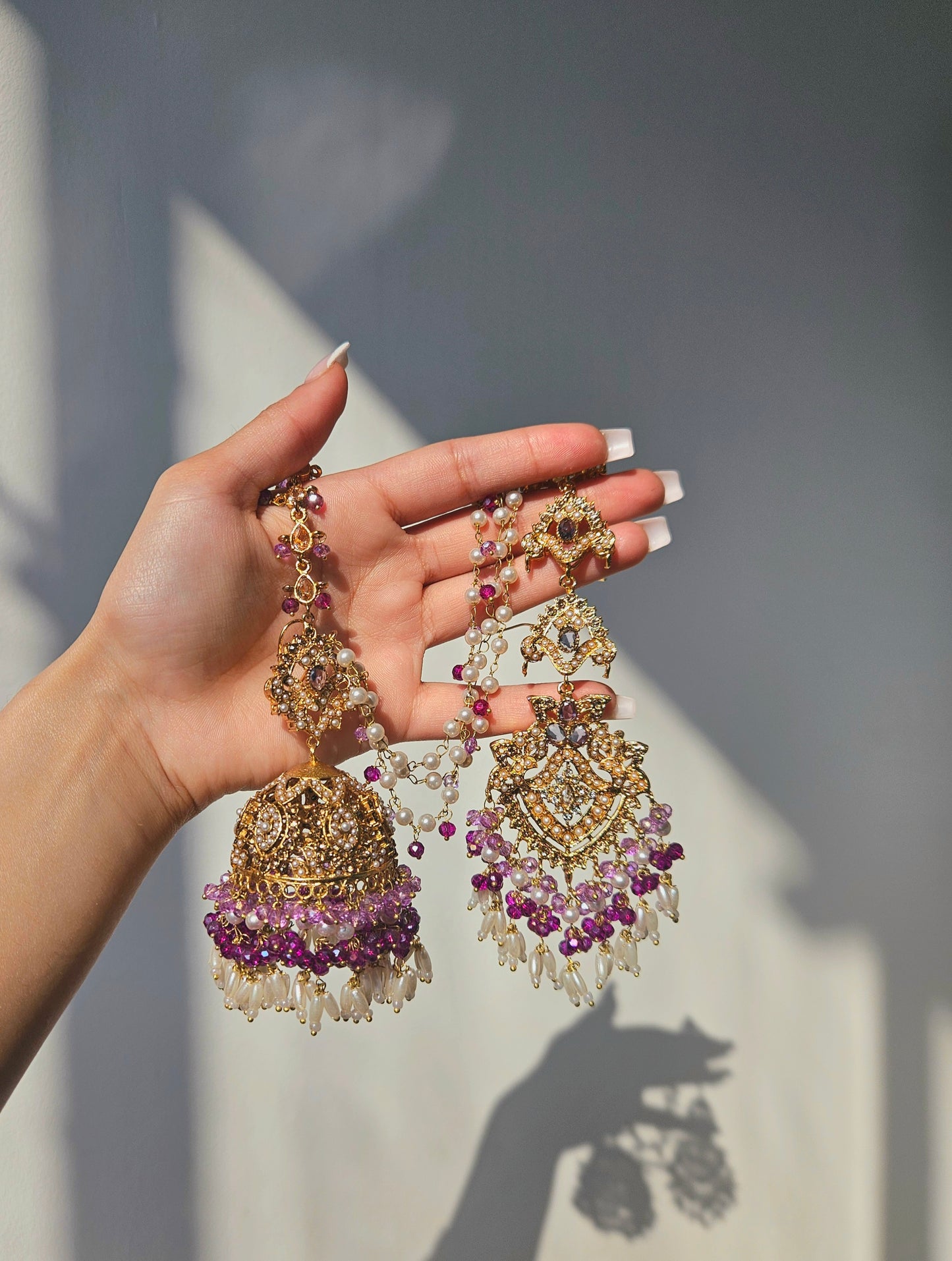 Natalia earring & tikka set ~ Purple Tones