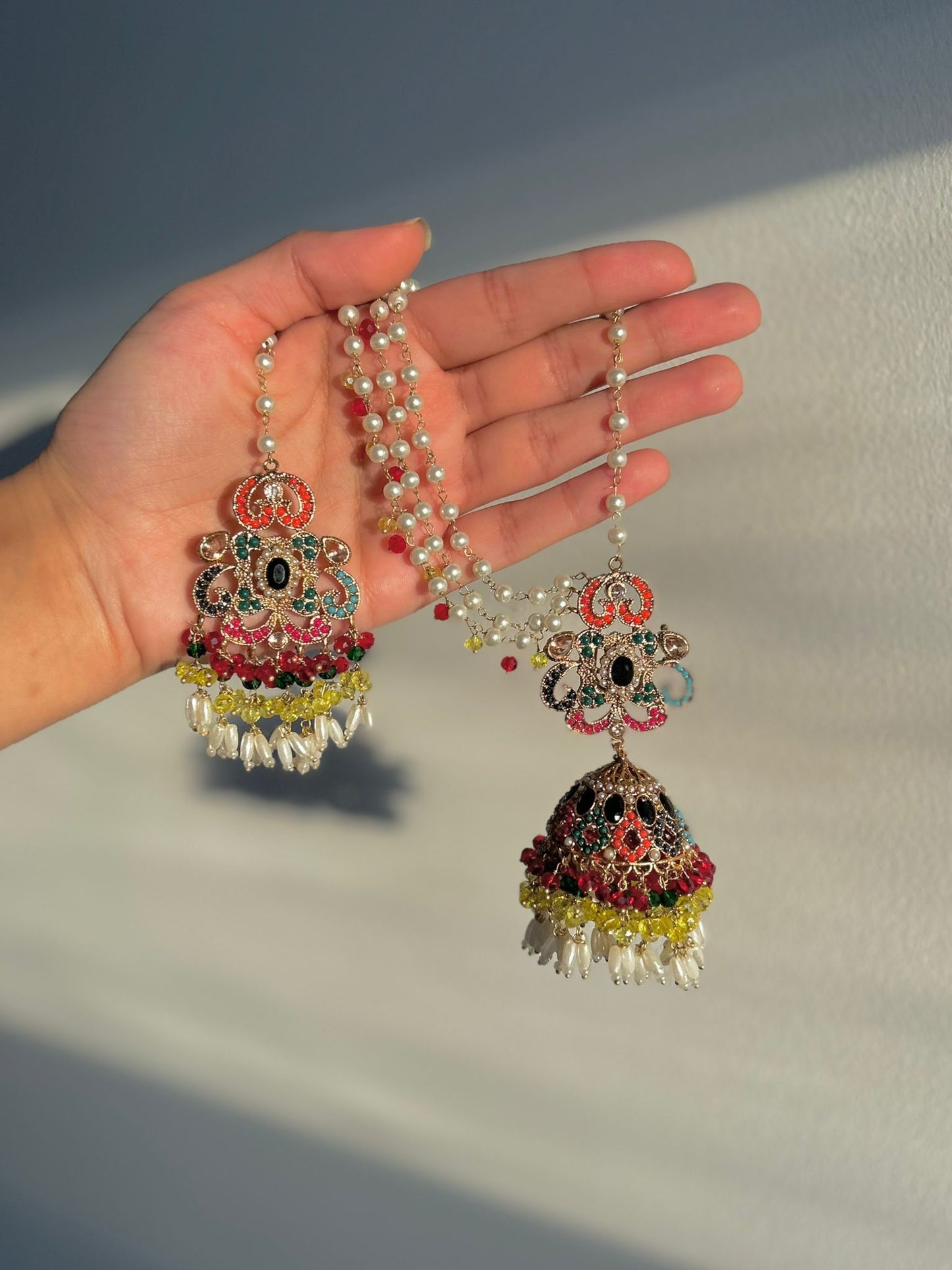 Amna earring & tikka set ~ Yellow&Multi