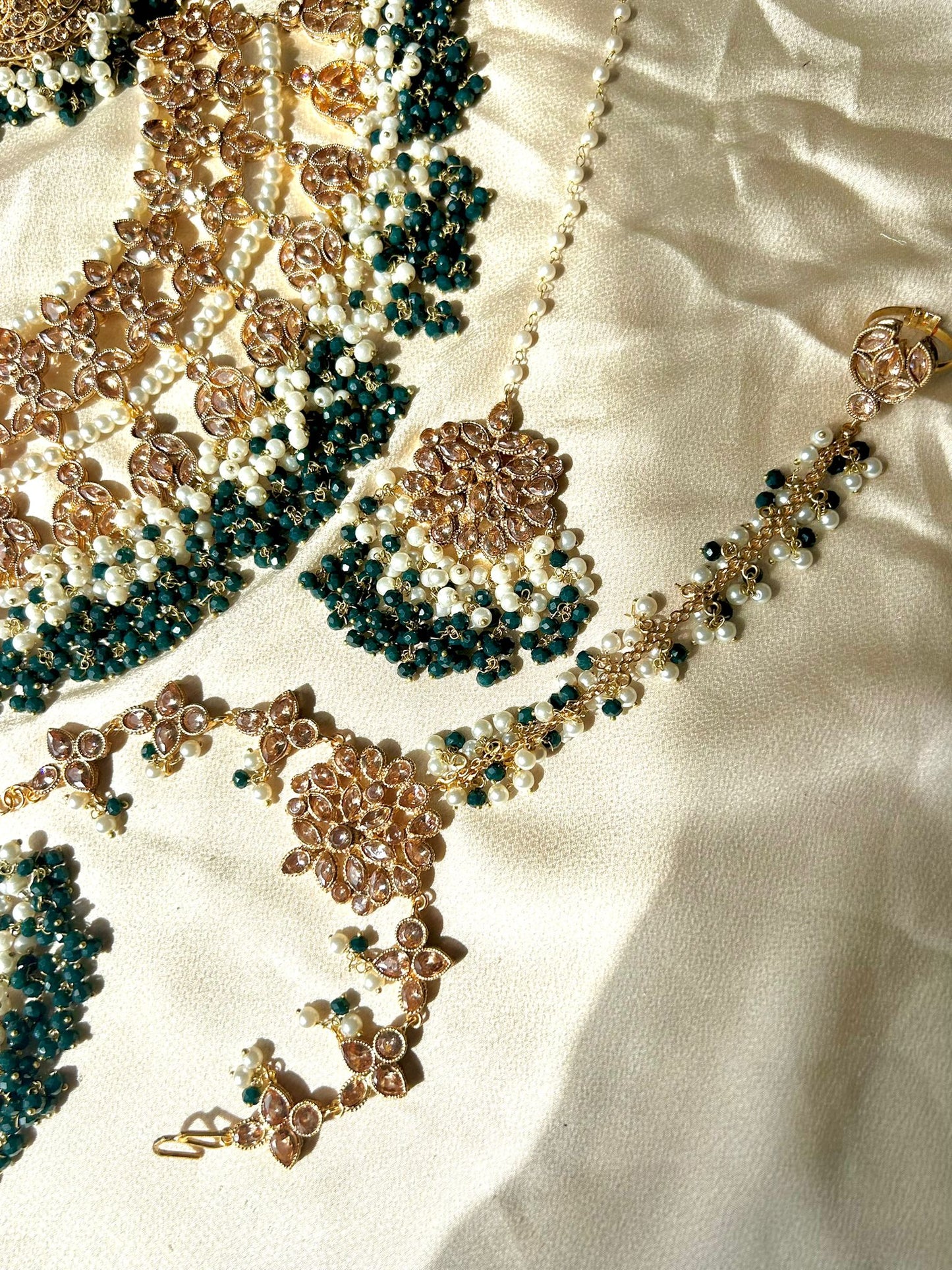 Isra bridal set ~ Dark Green & Champagne