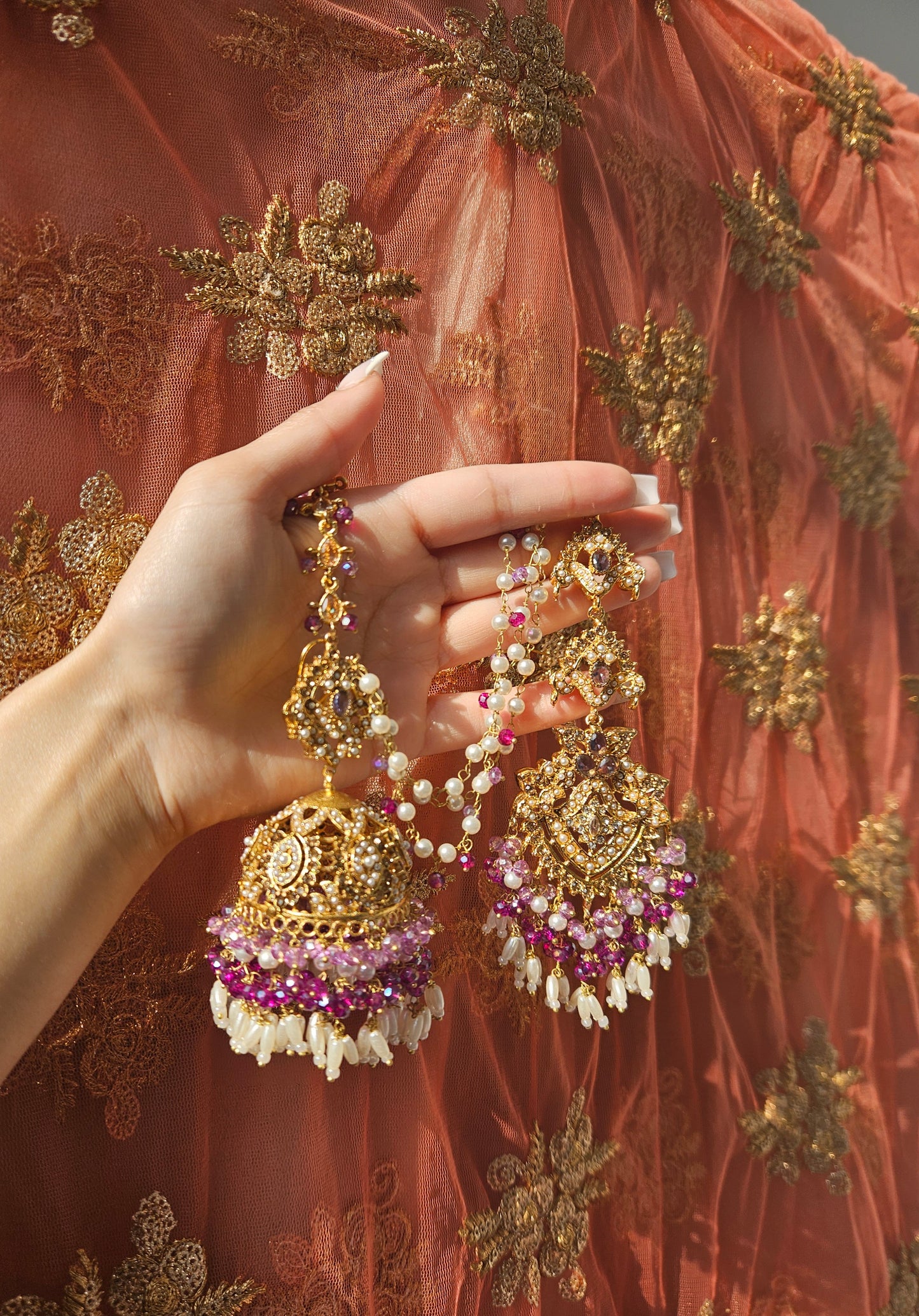 Natalia earring & tikka set ~ Purple Tones