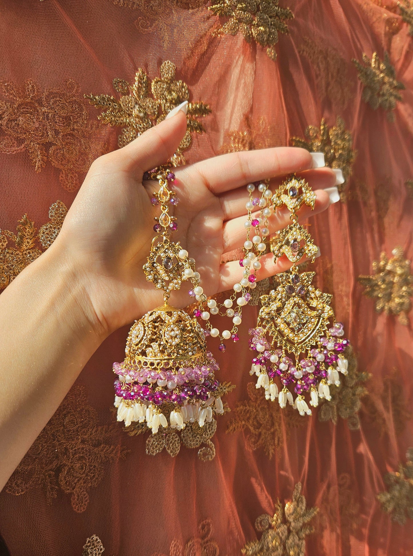 Natalia earring & tikka set ~ Purple Tones