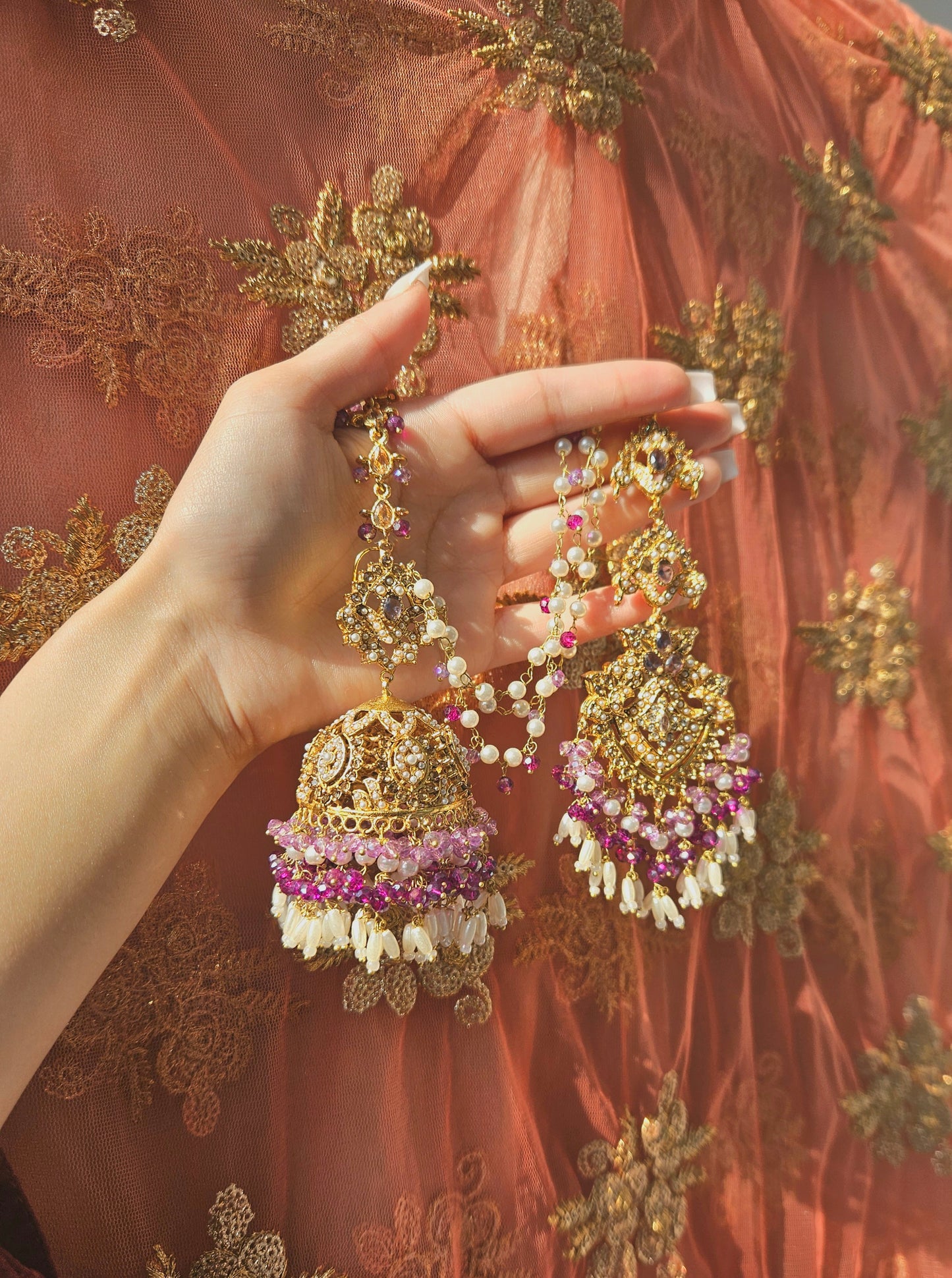 Natalia earring & tikka set ~ Purple Tones